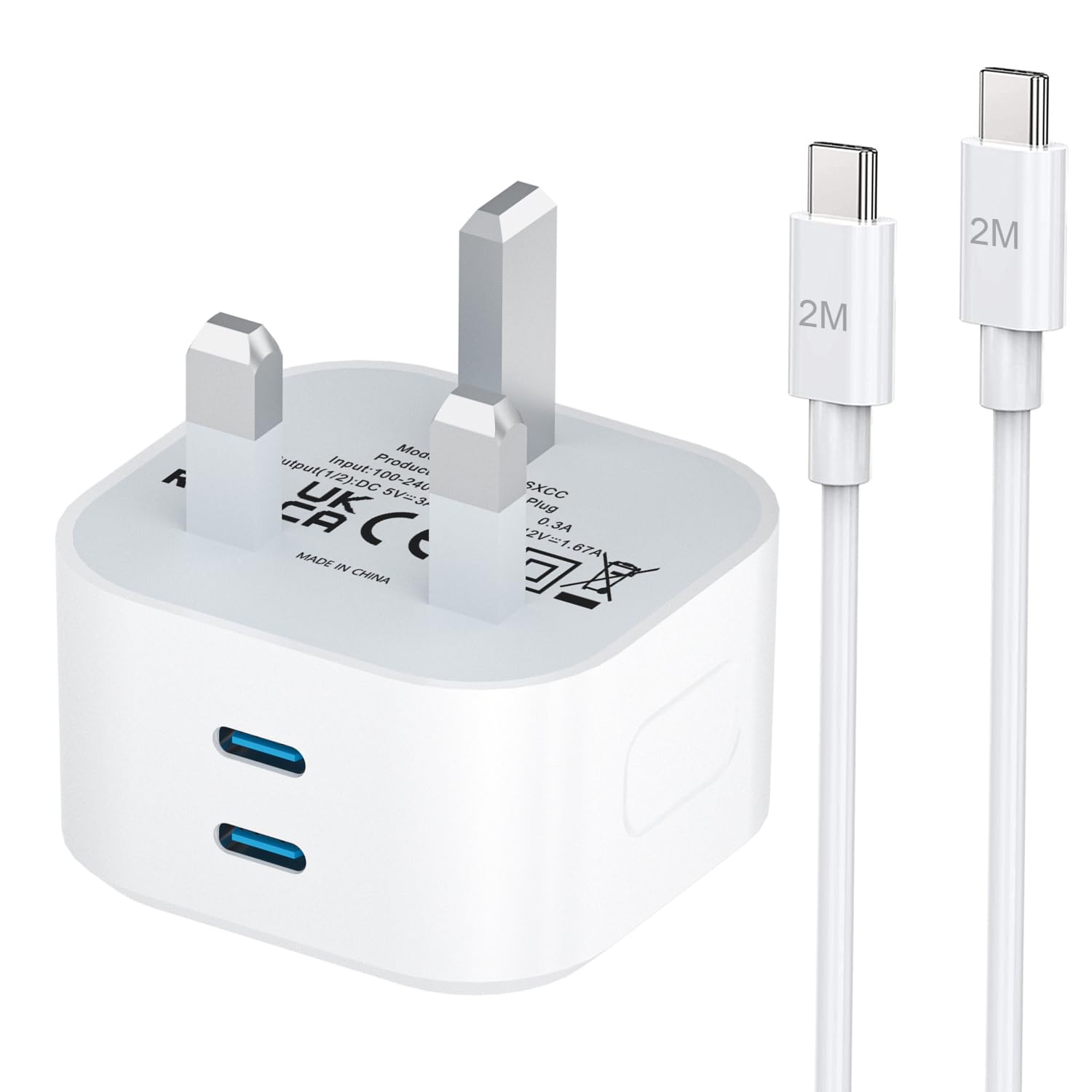For iPhone 16/15 Charger Plug,iPad USBC Fast Charger Plug and Cable with 2M USB...