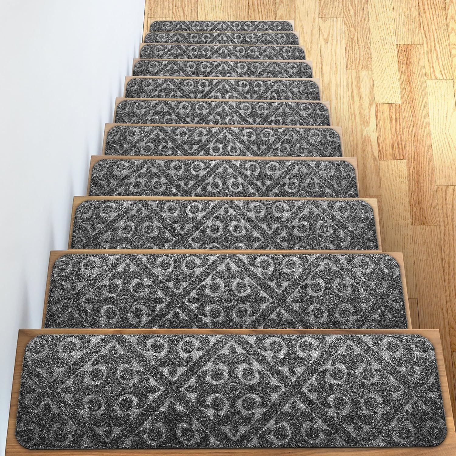 Carpet Stair Treads Set of 13 Non Slip/Skid Rubber Runner Mats or Rug Tread – In...