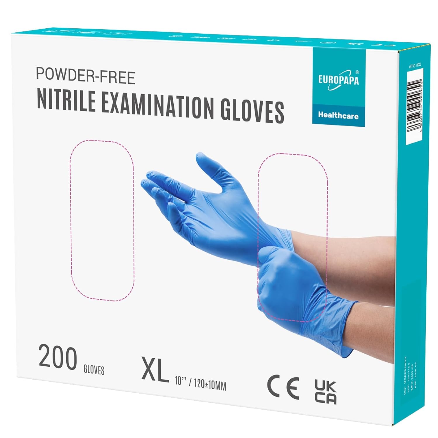 EUROPAPA® 200x Disposable Nitrile Gloves Powder-Free Examination Gloves EN455 EN...