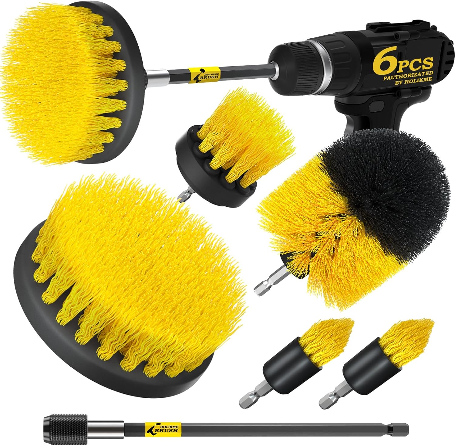 Holikme 6Pack Cleaning Brush Power Scrubber Cleaning Brush Extended Long Attachm...