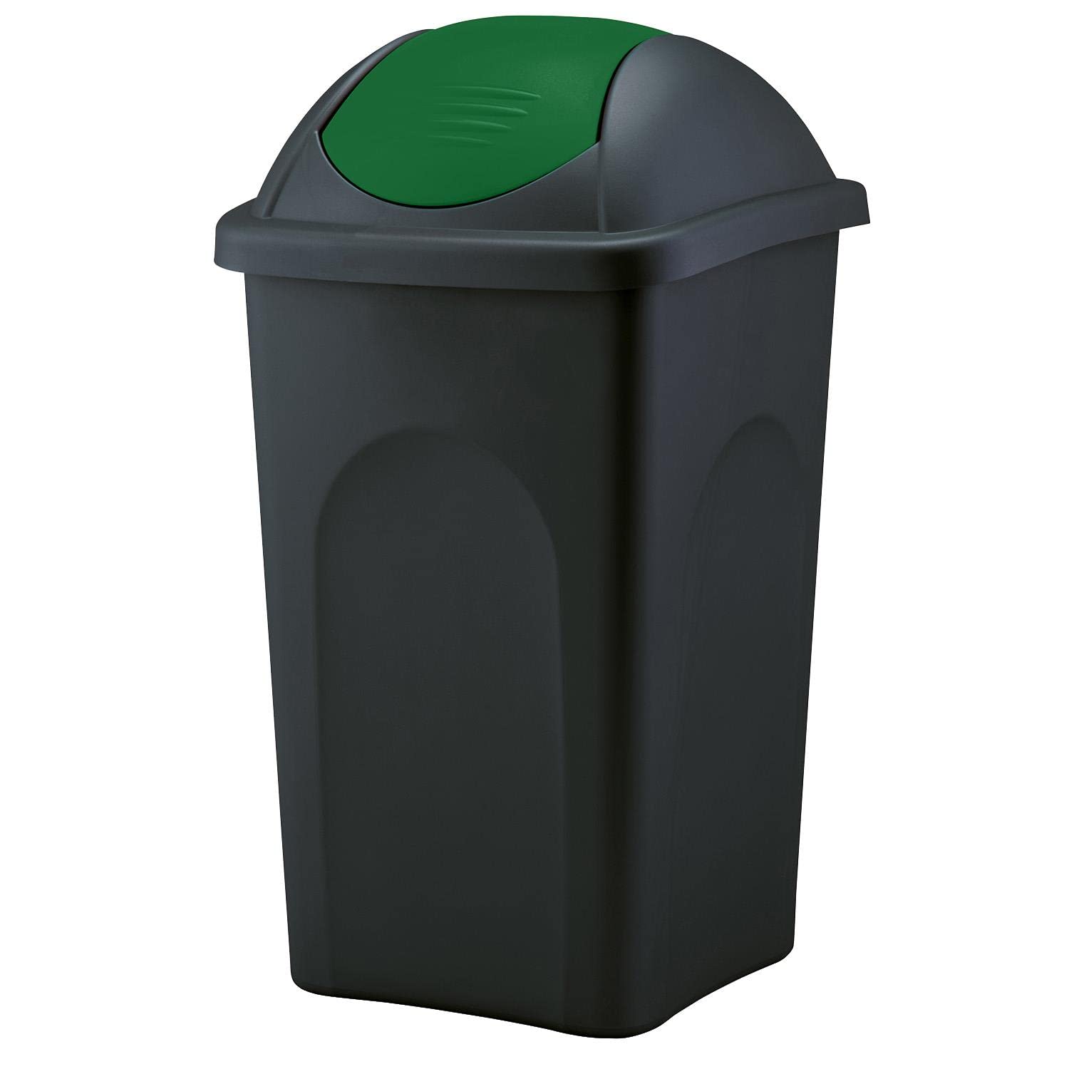 Home Centre Swing Lid Top Plastic Waste Bin 60 Litre Kitchen Green-Black Recycli...