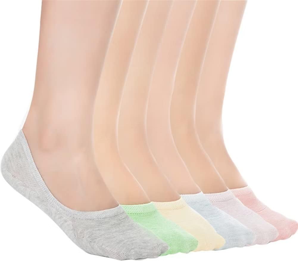 Losa Kute 6 Pairs Women’s Casual No Show Socks Anti-Slip Socks … 6-9 A 6 Colors