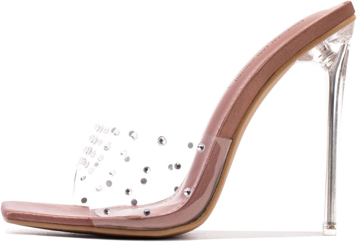 Cape Robbin Brisa Stiletto High Heels for Women - Rhinestone Clear Heels for Wom...
