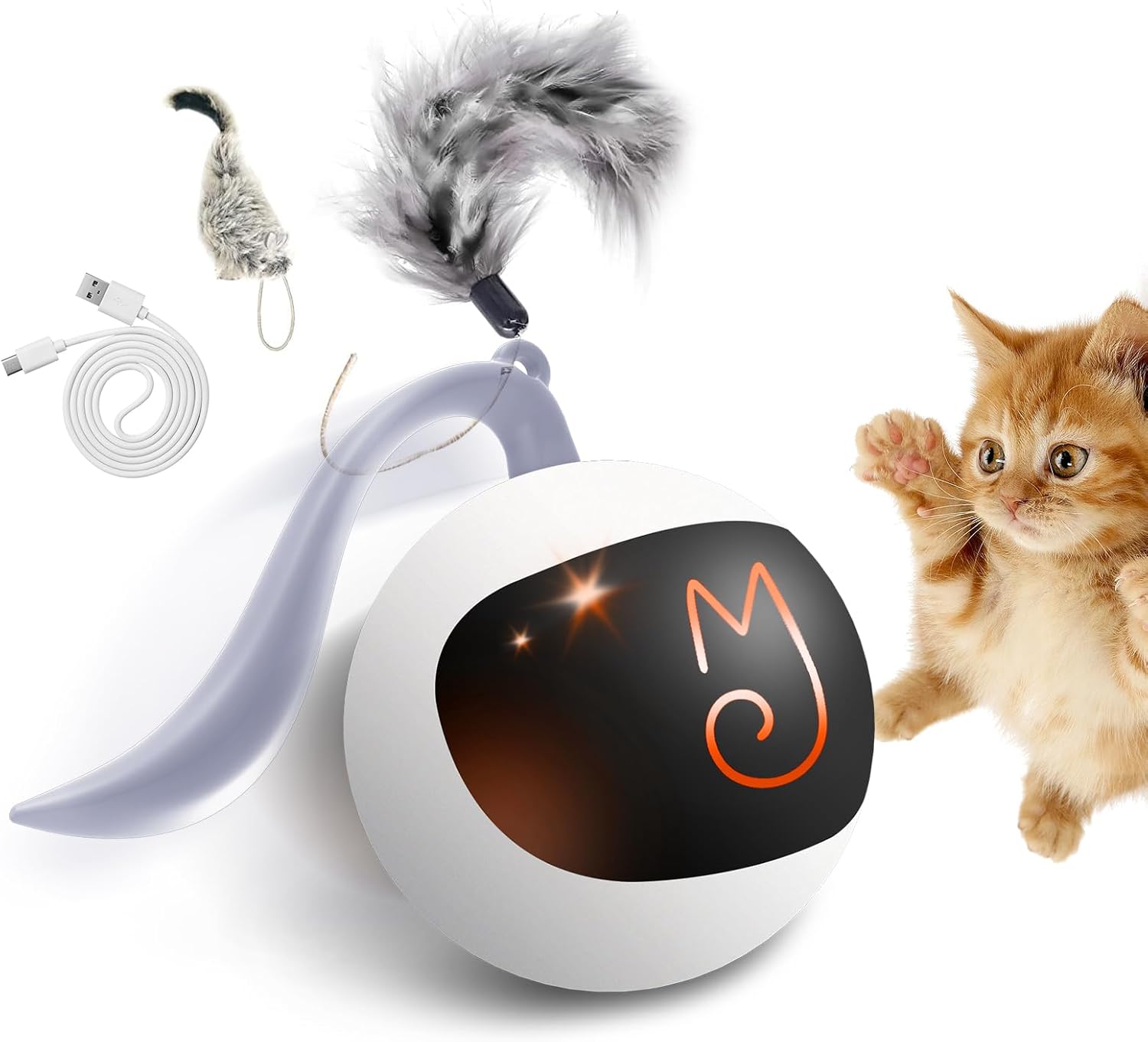 Migipaws Interactive Cat Ball Toy Set, Fun Tracker, Automatic Rolling Chase Ball...