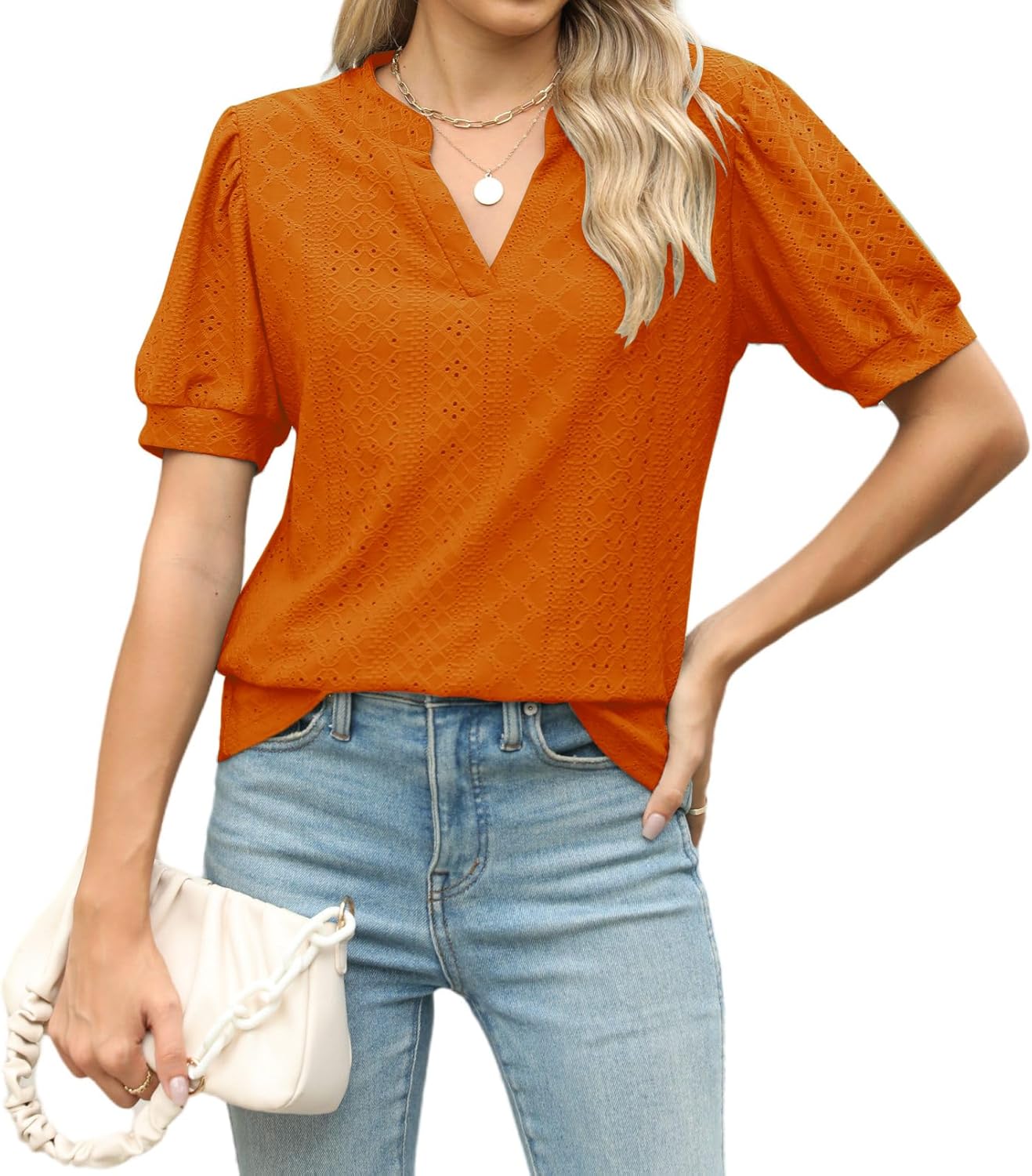 Womens Dressy Casual Blouses Shirts V Neck Trendy Business Casual Summer Tops Me...