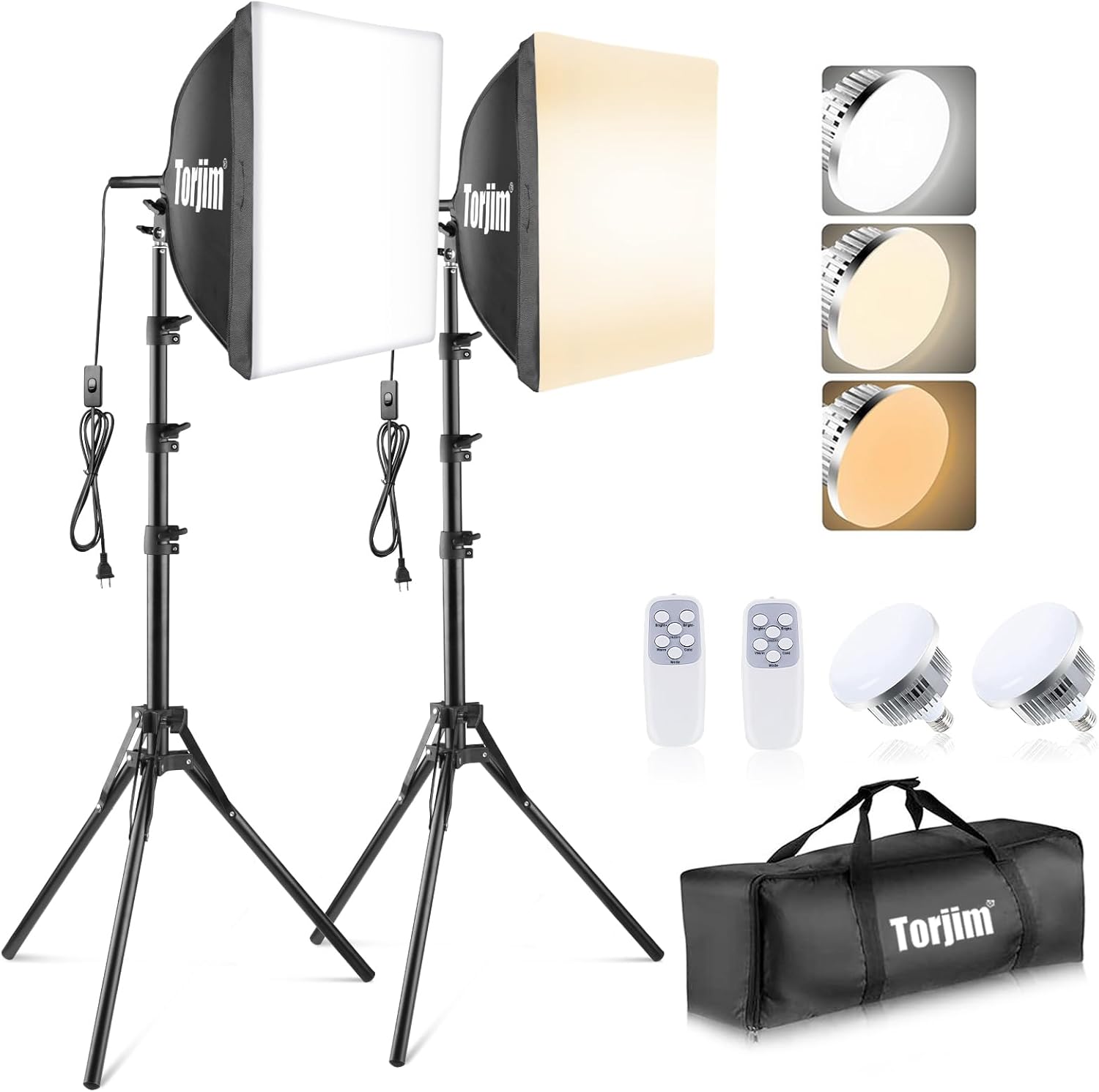 Torjim Softbox Photography Lighting Kit, 16'' x 16'' Professional Softbox Lighti...
