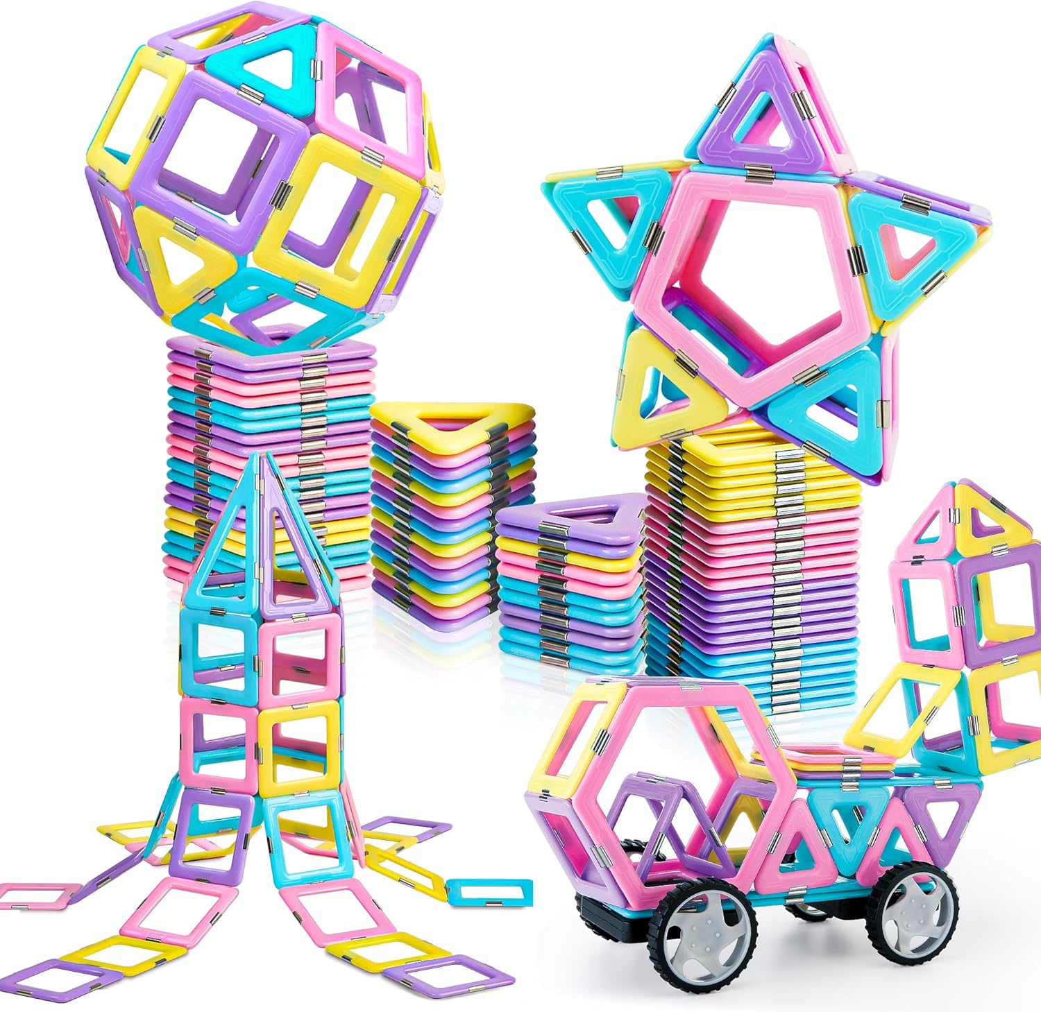 MAGBLOCK Magnetic Building Blocks Set, Upgraded Magnetic Tiles Toys for 3 4 5 6...