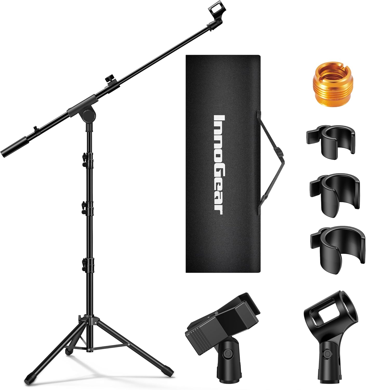 InnoGear Microphone Stand, Tripod Boom Arm Floor Mic Stand Height Adjustable Hea...