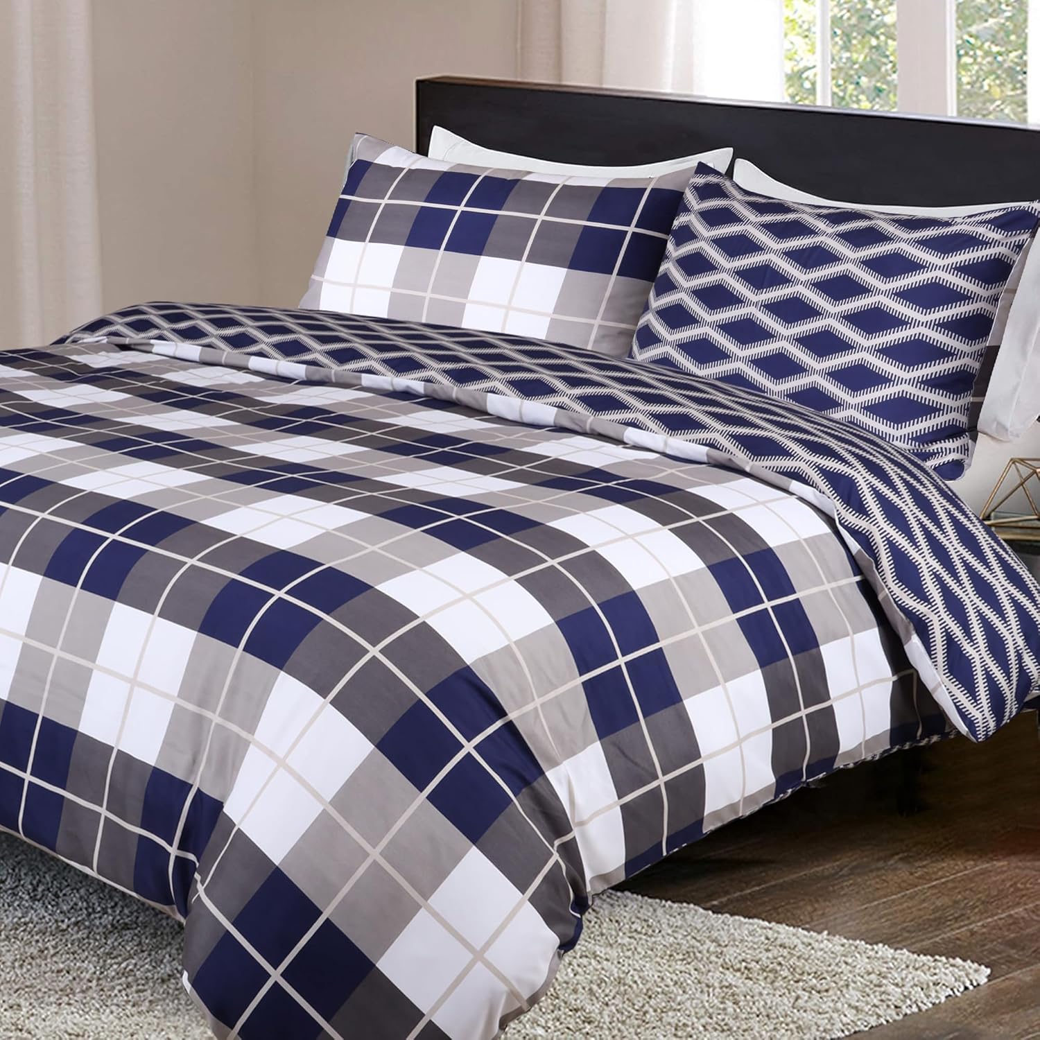 Imperial Rooms Double Duvet Set Soft Printed Bedding Set Brushed Microfiber Duve...