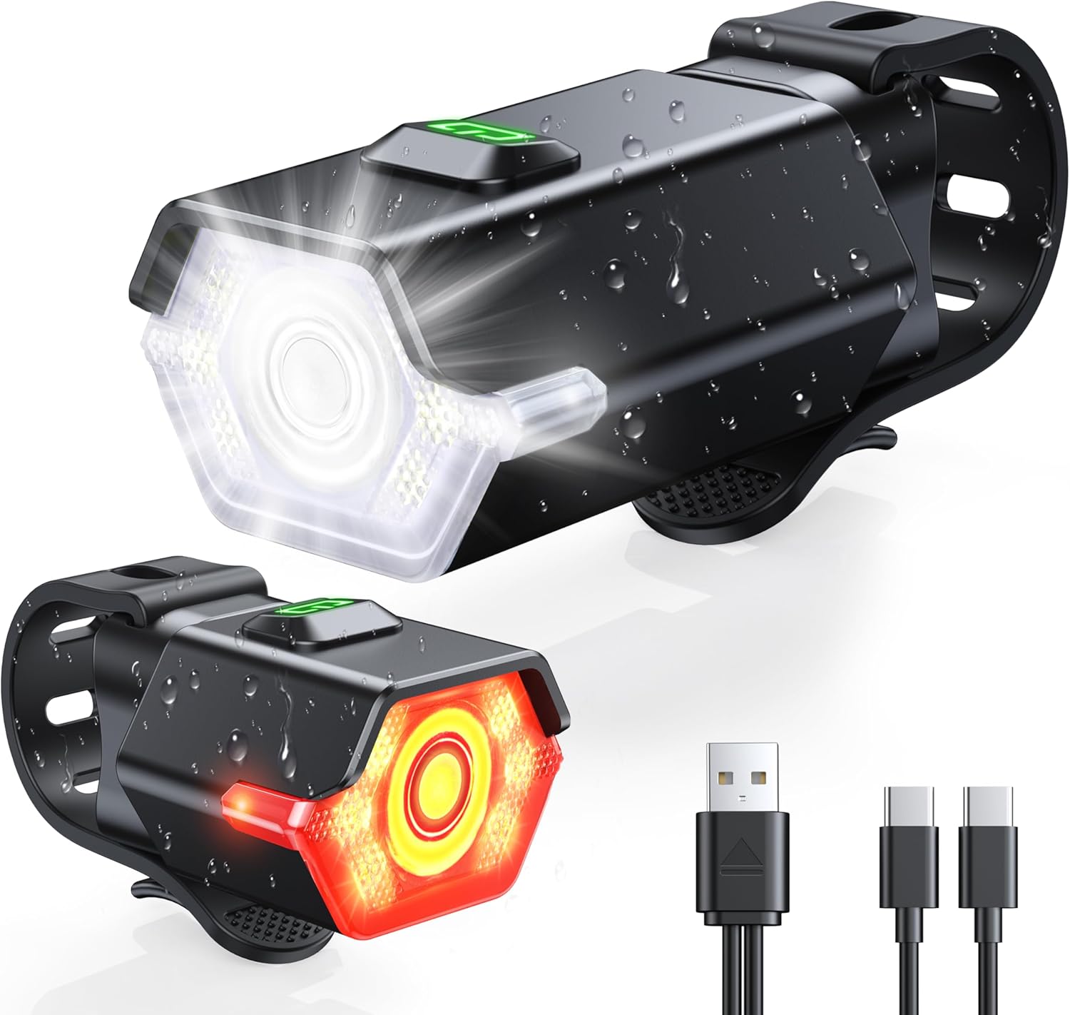 Bike Lights, 3+6 Modes Bike Lights for Night Riding with Side Warning Light, Rec...