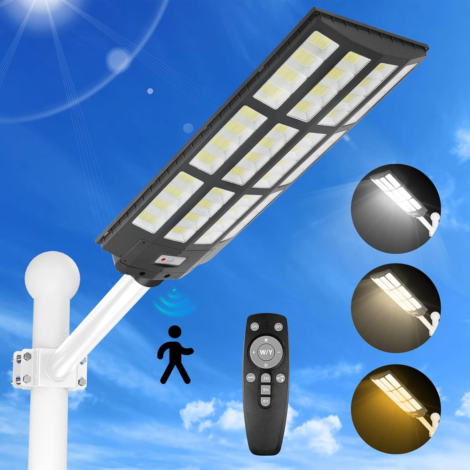 5000W Street Lights Solar Powered, 5000000LM Solar Street Lights for Outside, 27...