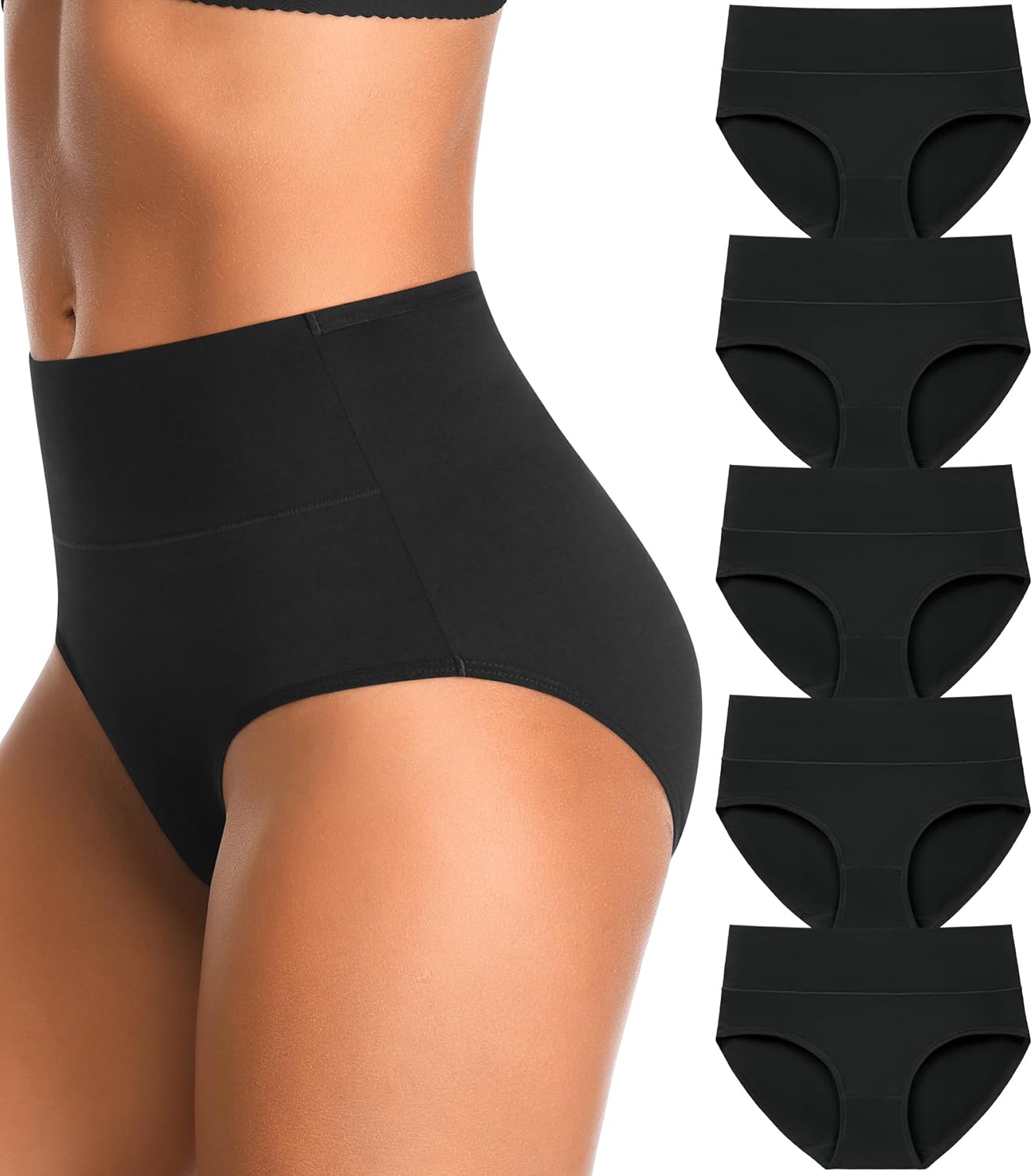 High Waisted Womens Underwear Cotton Tummy Control Postpartum Full Coverage Pant...