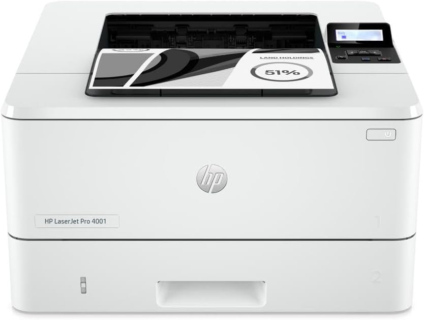 HP LaserJet Pro 4001dw Wireless Black & White Printer, Best-for-Office (2Z601F)...