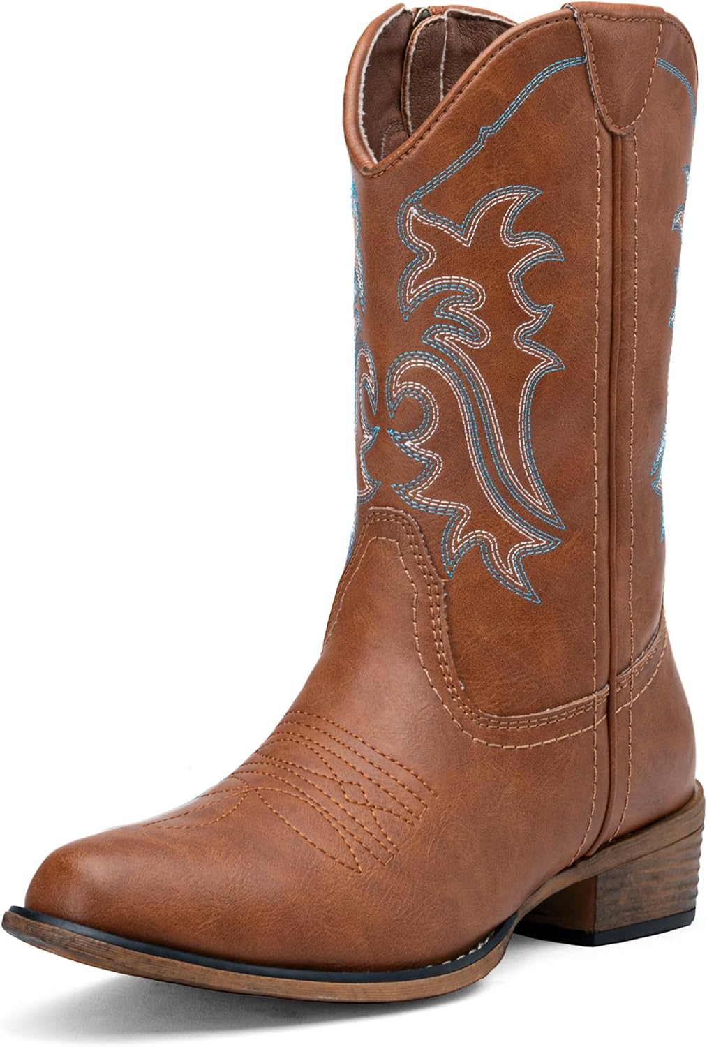 Jeossy Women's Cowboy Boots, Western Cowgirl Mid-Calf Pull on Round Toe Embroide...