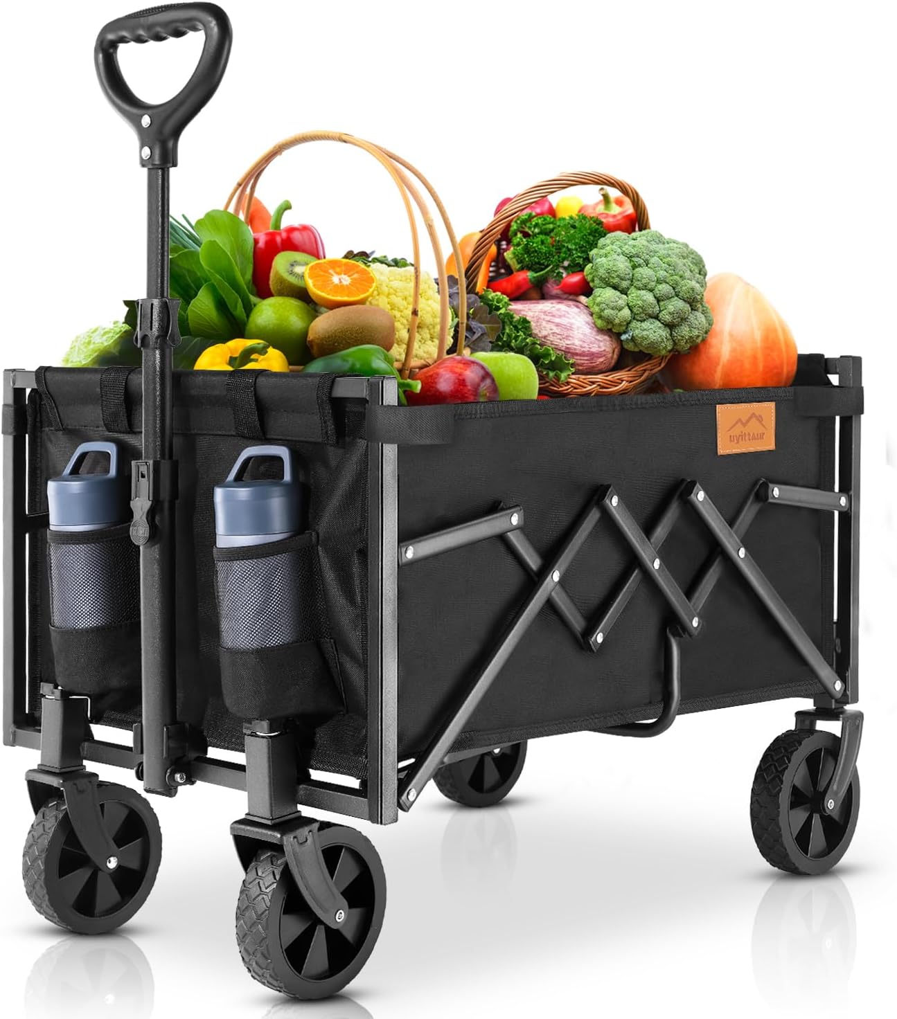 Collapsible Wagon Cart Foldable with 220lbs Weight Capacity, Lightweight Portabl...