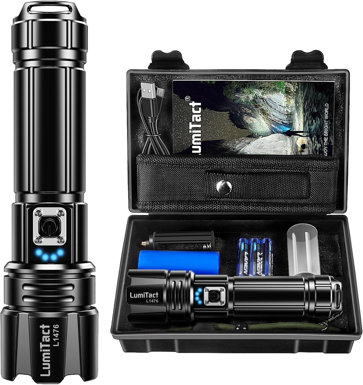 Lumitact Torches LED Super Bright, Rechargeable LED Torch 500000 Lumens XHP70.2,...