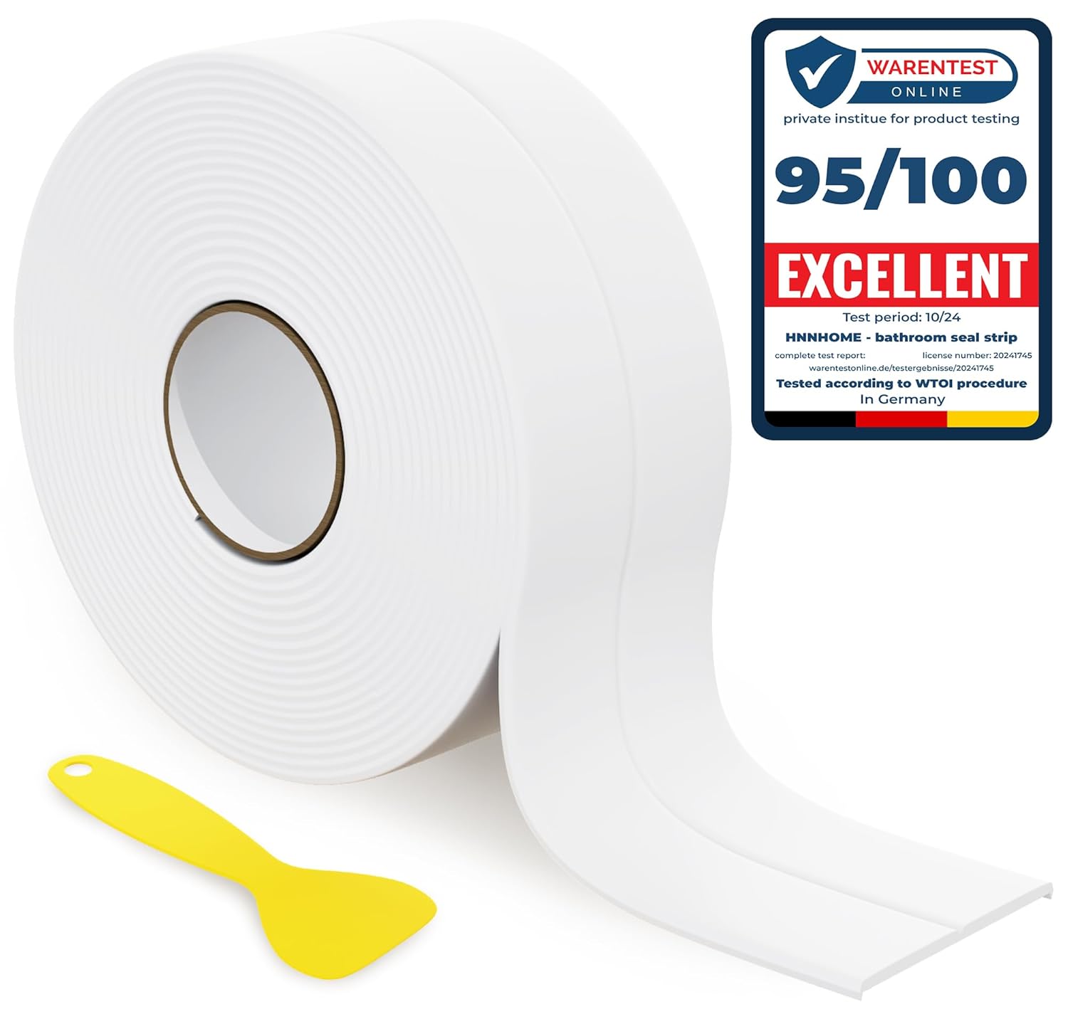 HNNHOME 38mm x 3.2m White Self-Adhesive Bath Sealant Strip, Waterproof Sealing T...