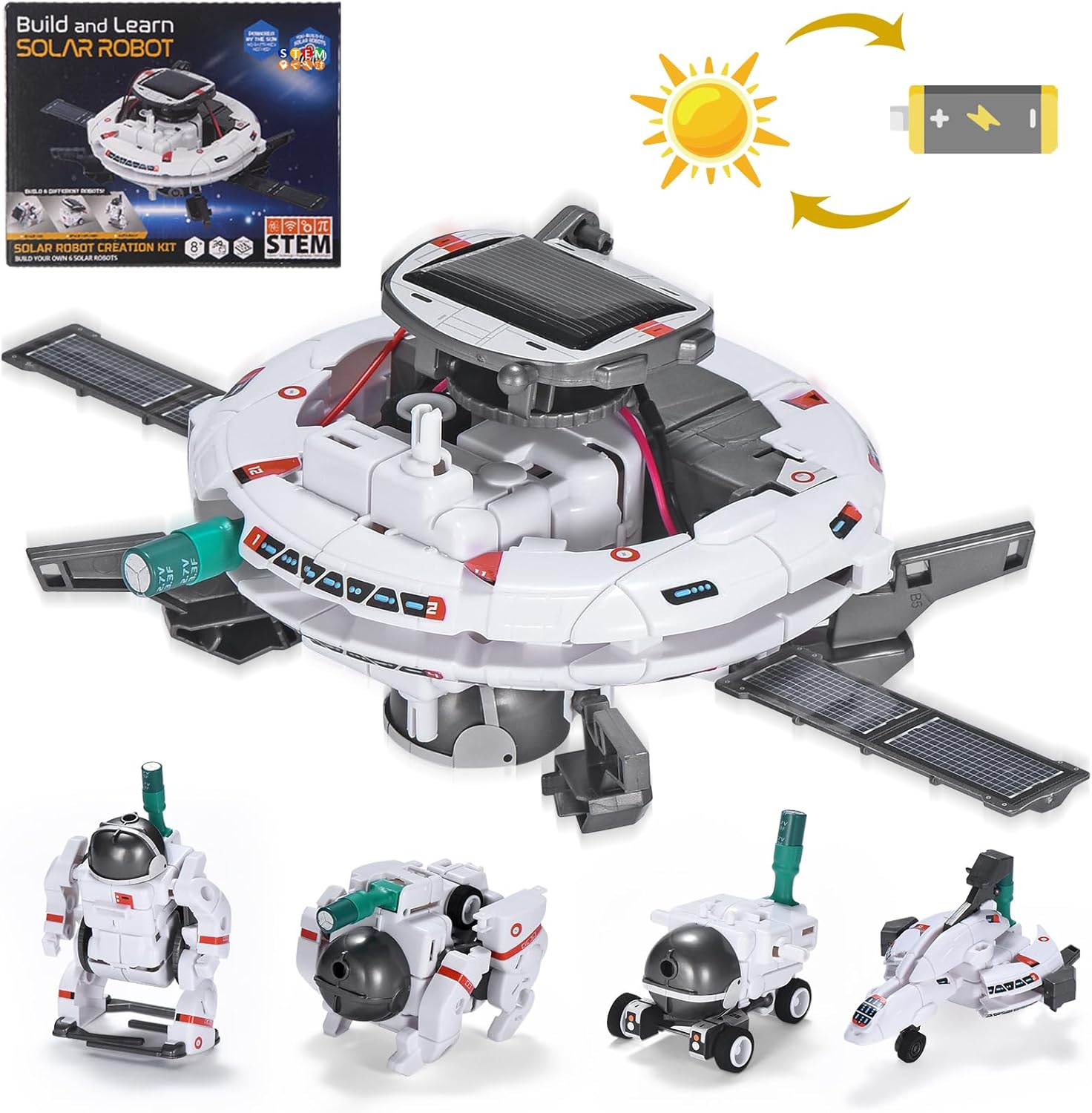OMWay STEM Solar Robot Toys, 6-in-1 Experiment Science Kits for Kids Age 8, East...