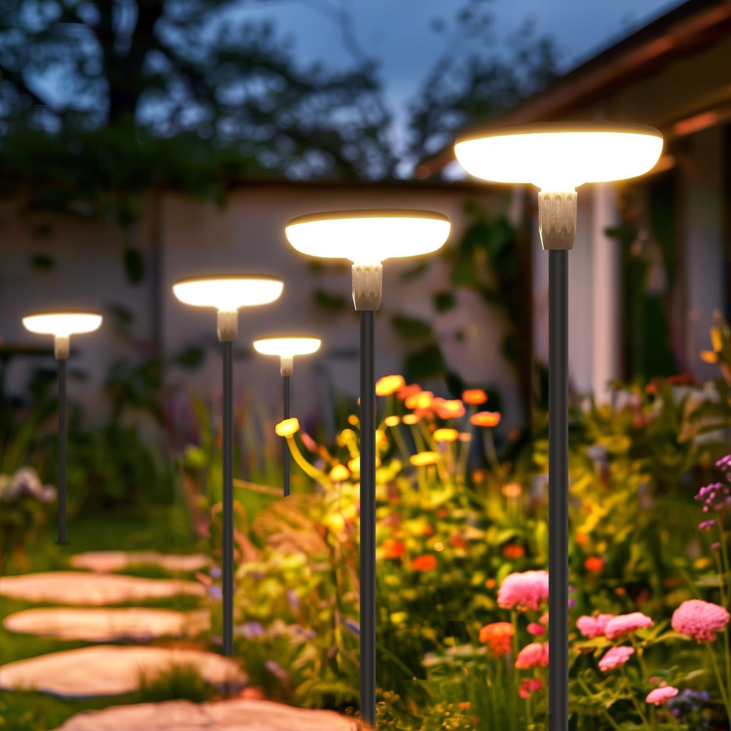 GEARLITE Solar Lights Outdoor Garden, 4 Pack Super Bright Garden Lights Solar Po...