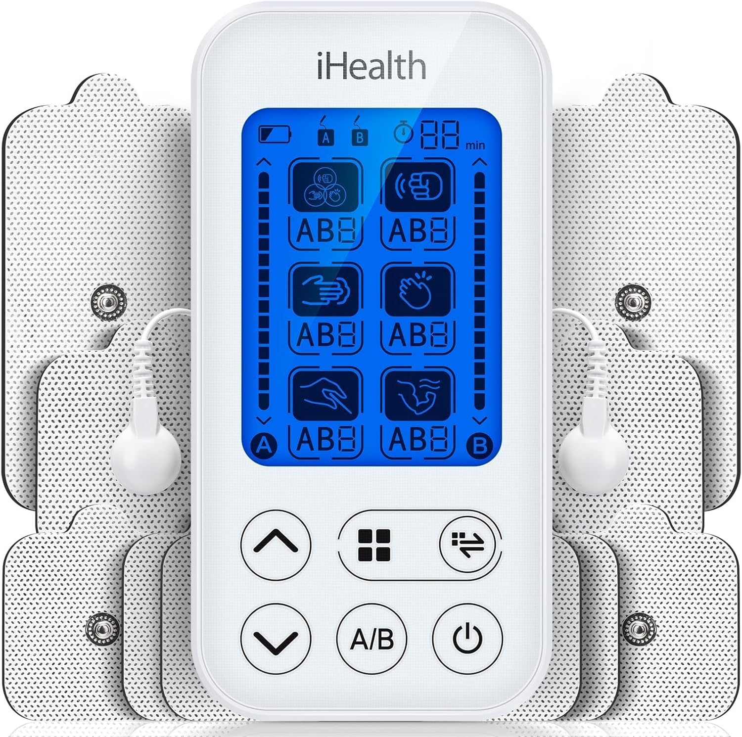 iHealth Dual-Channel TENS Unit Muscle Stimulator, Customizable Pain Relief for B...