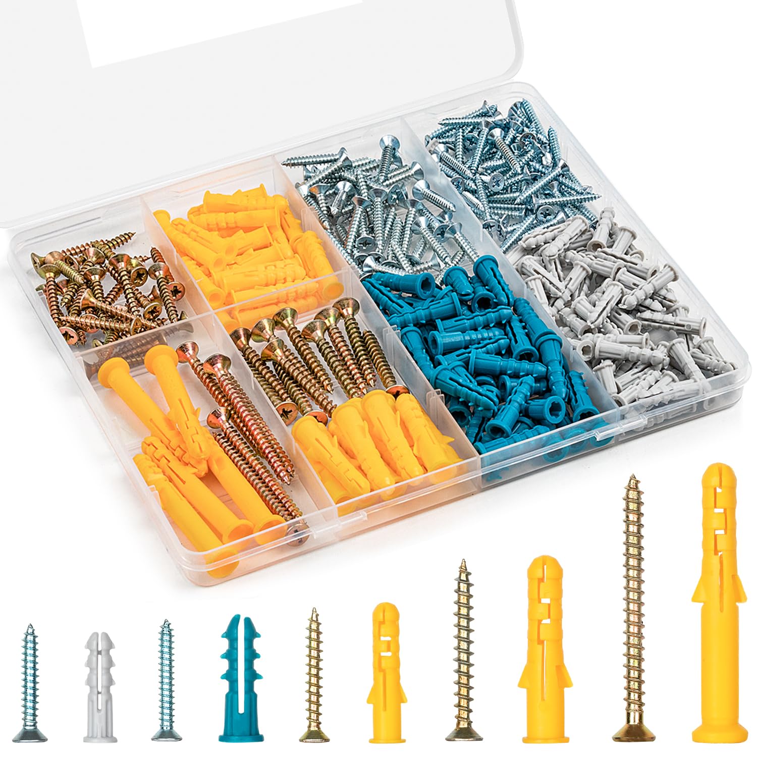 KURUI Drywall Anchors and Screws Assortment Kit 270PCS, 135 Plastic Dry Wall Anc...