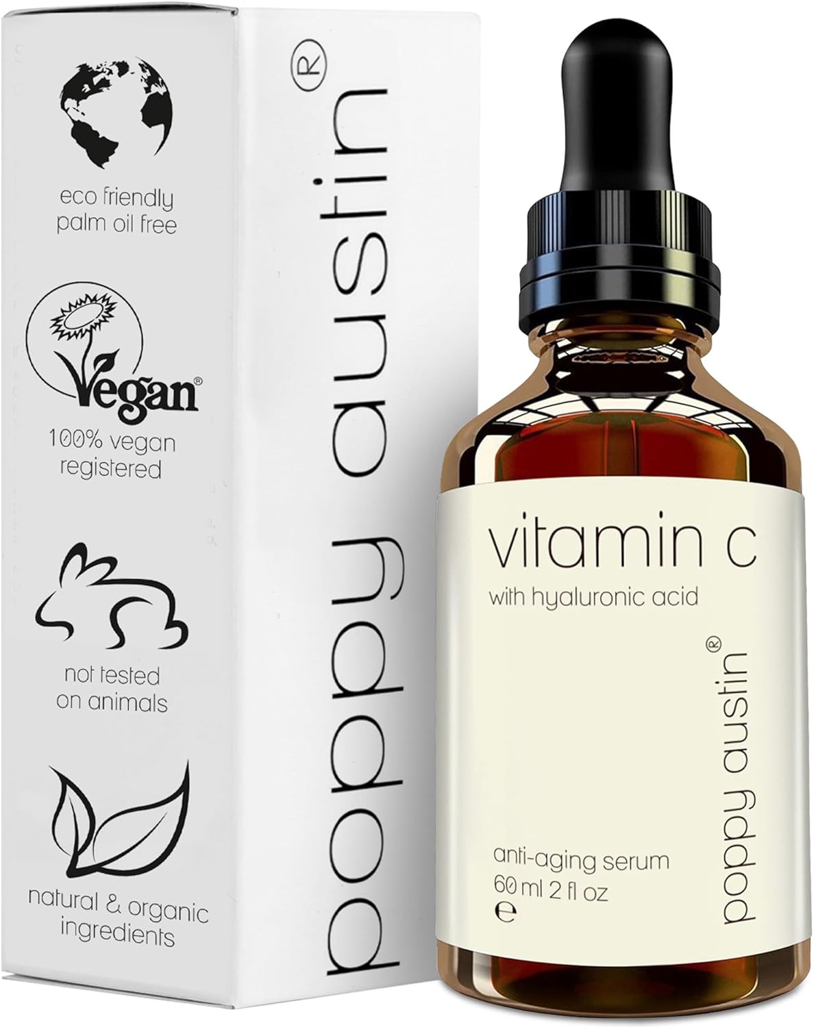Poppy Austin 60mL Vitamin C Serum for Face with Hyaluronic Acid - Anti-Ageing Tr...