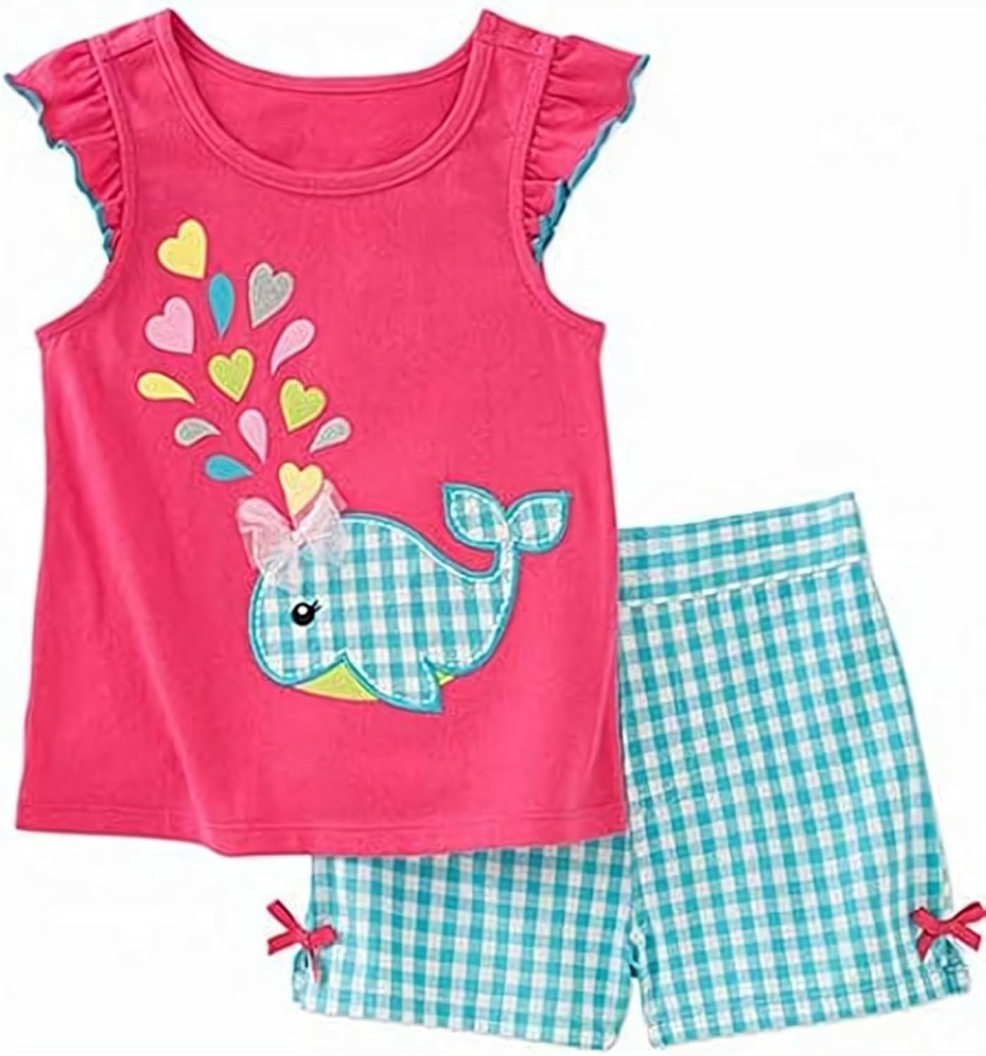 Girl Summer Short Set Cotton Outfits Short Sleeveless Tee T Shirt Tank Top Short...