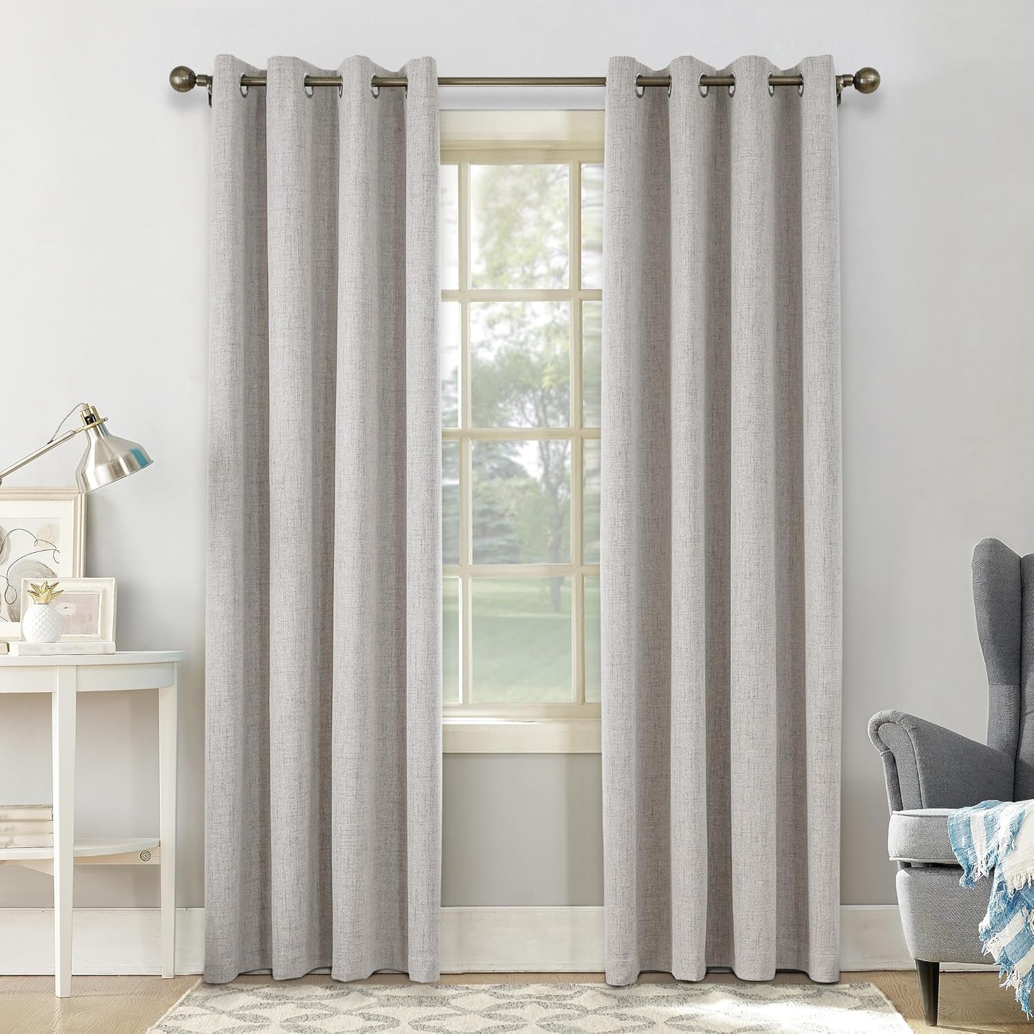 CUCRAF 100% Blackout Curtains Off White Thermal Cu...
