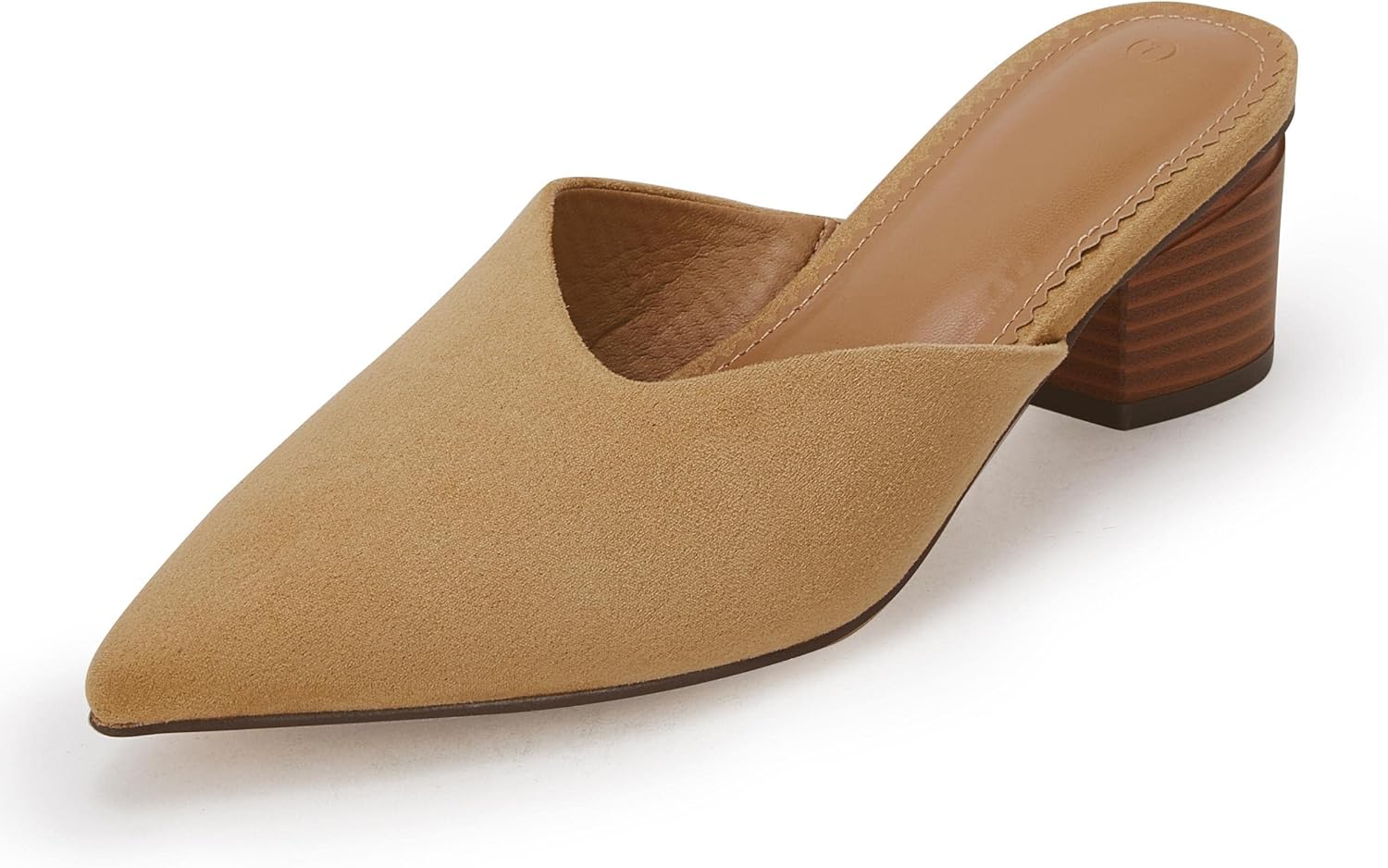 Coutgo Womens Pointed Toe V Cut Mules Chunky Block Heels Slip On Clogs Fashion O...