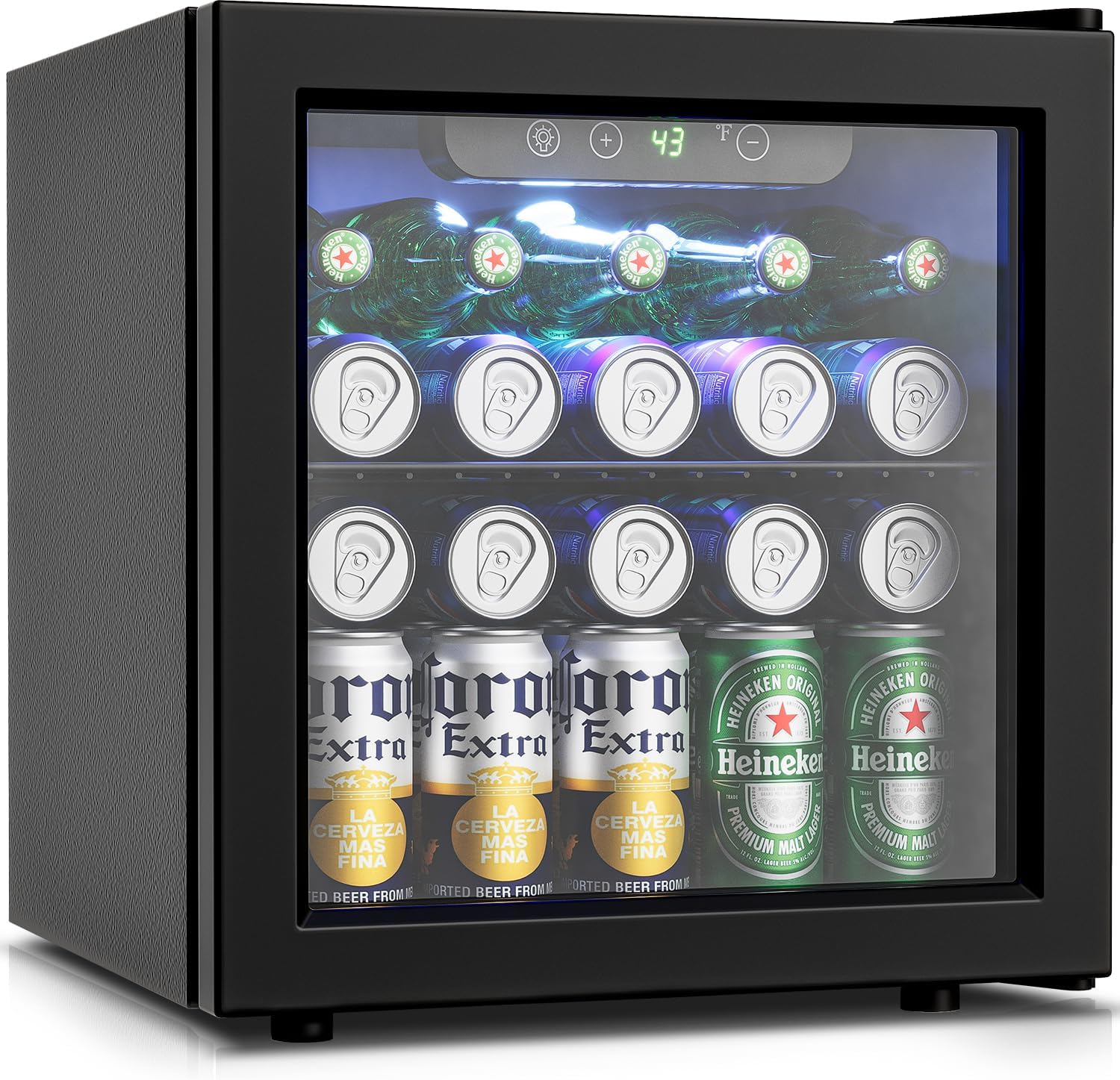 Beverage Refrigerator Cooler - 12 Bottle 50 Can Mini Fridge with Glass Door, Sod...