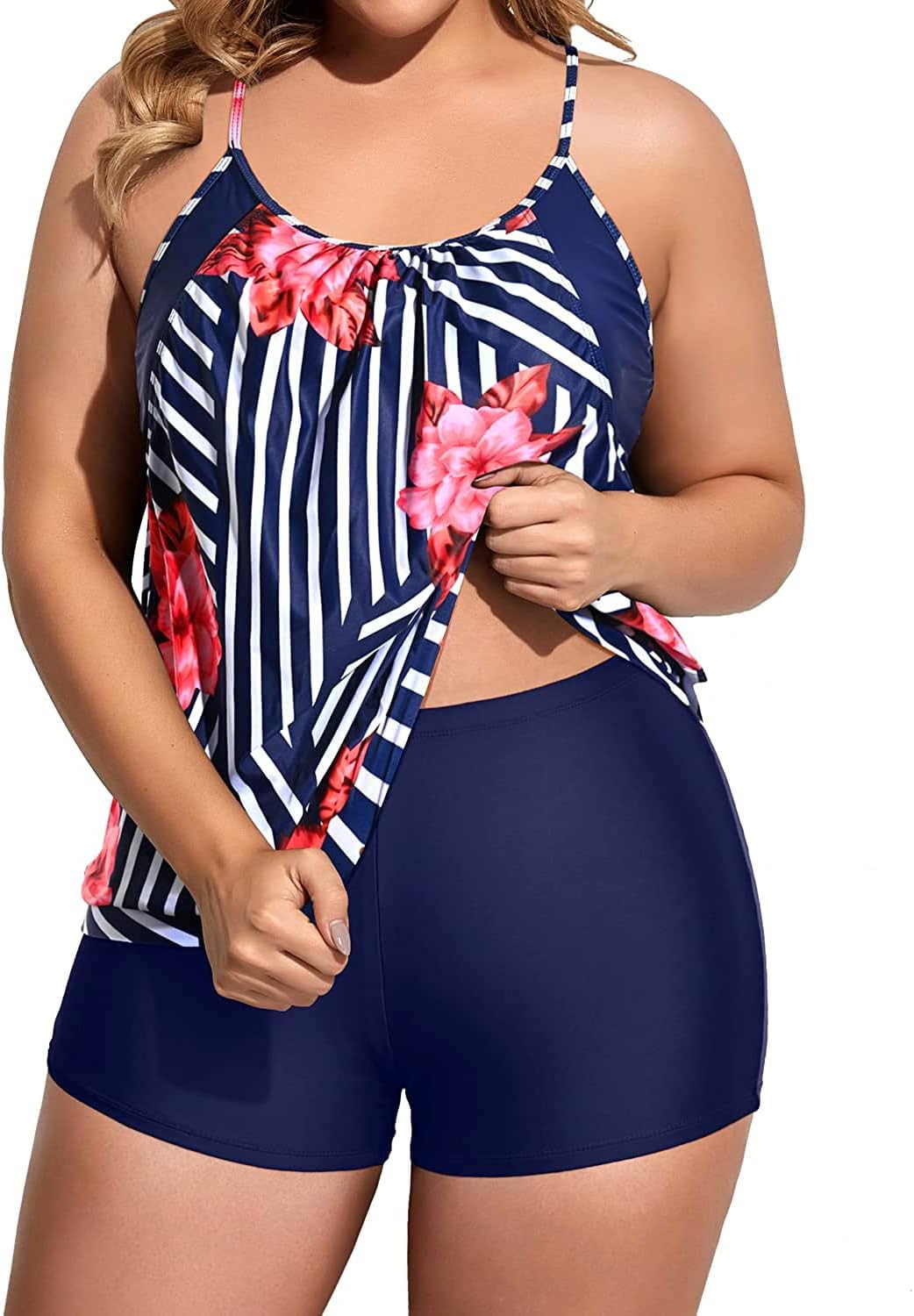 Holipick Plus Size Tankini Swimsuit for Women Two Piece Tummy Control Bathing Su...