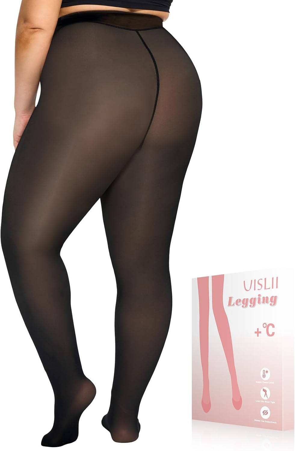 Plus Size Fleece Lined Tights Women,Warm Pantyhose Leggings Women,Fake Transluce...