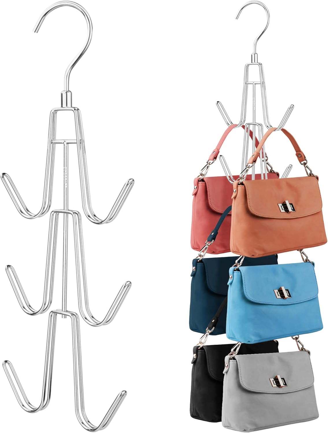 ZEDODIER Purse Hanger Organizer for Closet, 2 Pack Hanging Bag Holder, Keeping P...