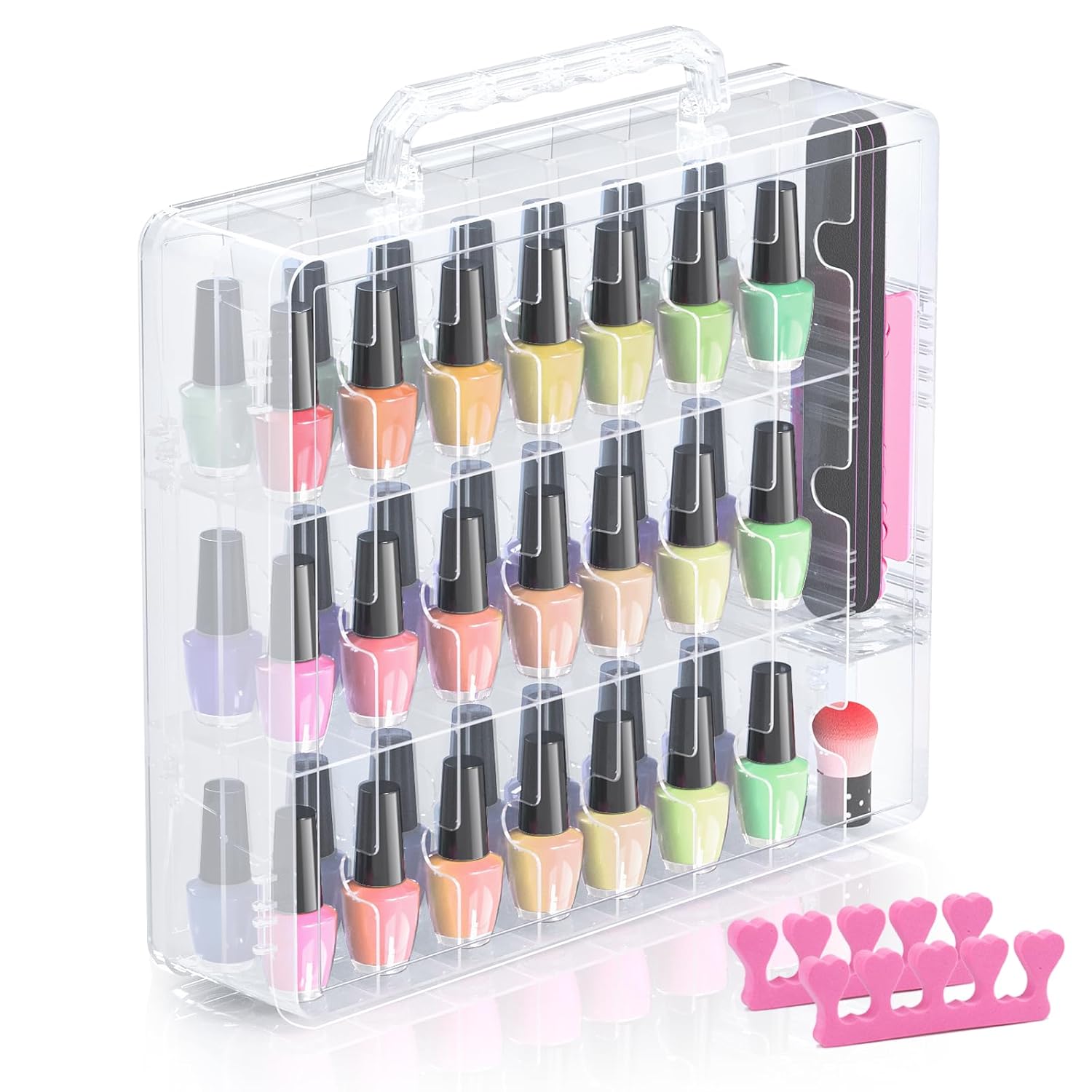 Beloving Nail Polish Organizer, 48 Bottles Transparent Nail Polish Holder with A...