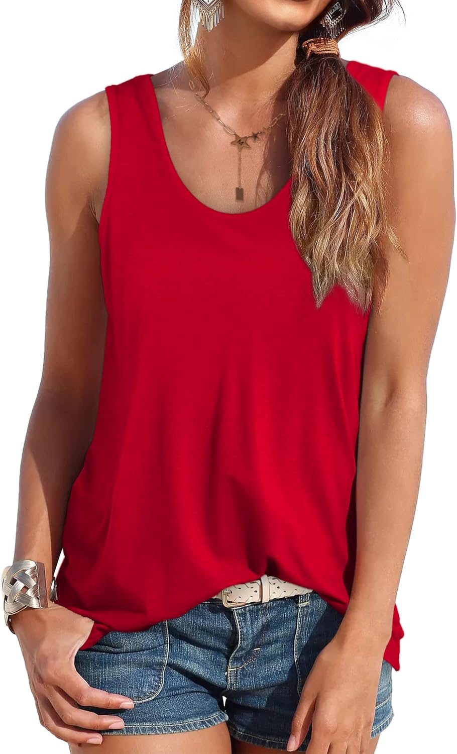 OFEEFAN Womens Tank Tops Sleeveless Scoop Neck Loose Fit Summer Clothes X-Large...