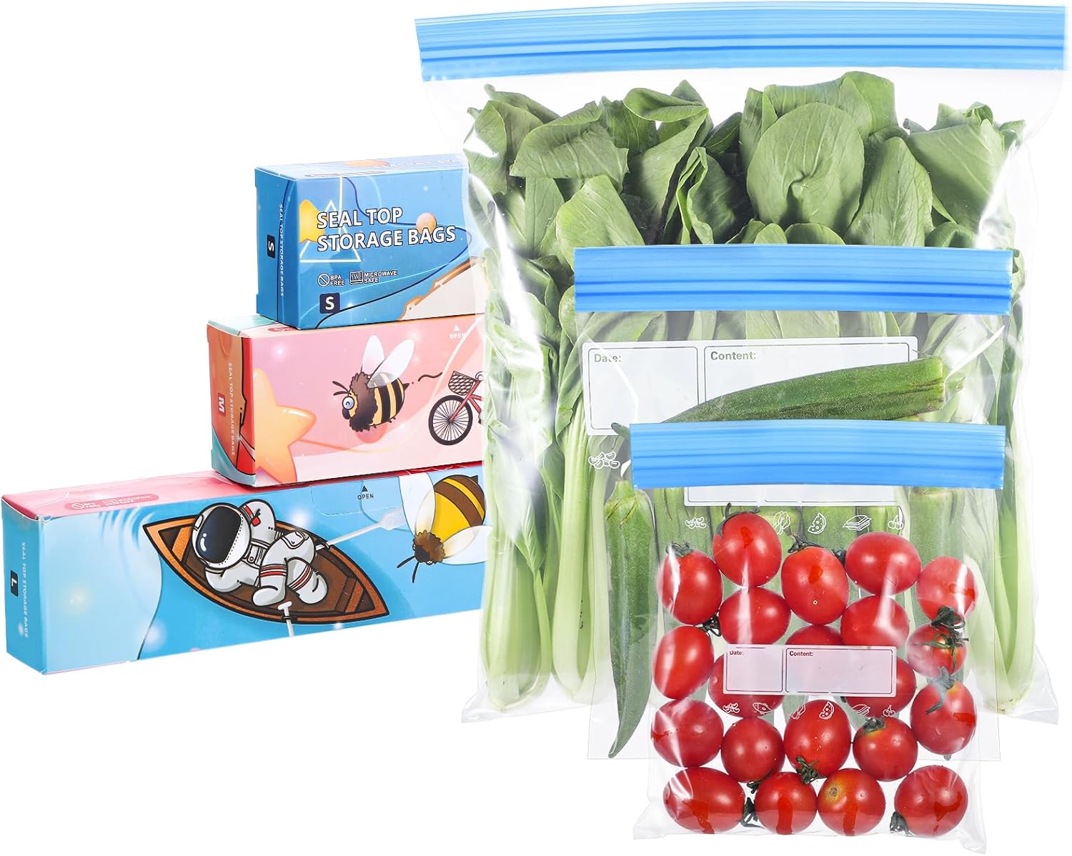 70 Pcs Freezer Bags, Ziplock Bags Food Reusable Sandwich Bags Zip Seal Food Bags...