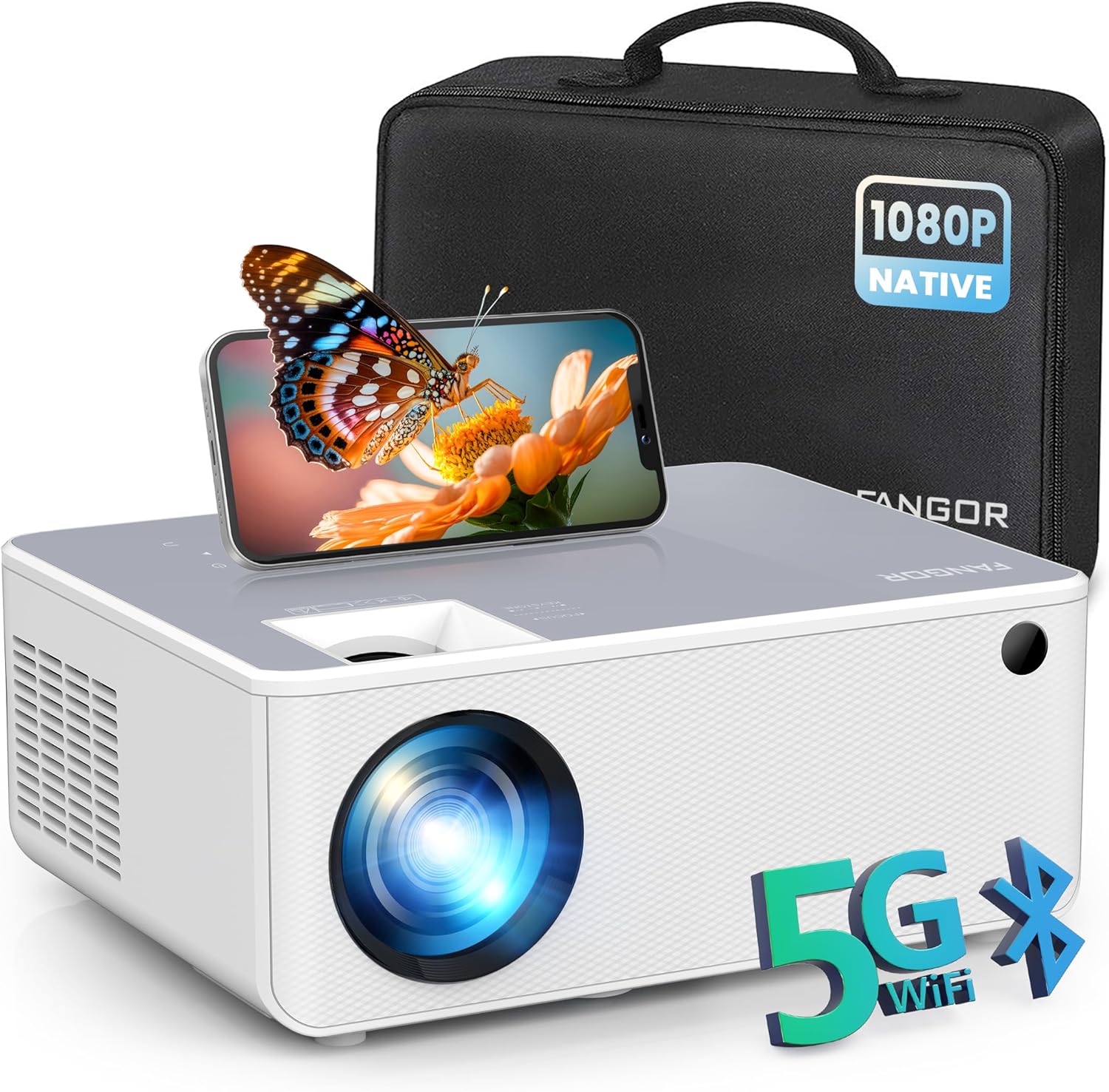 FANGOR 1080P HD Projector, WiFi Bluetooth Projecto...