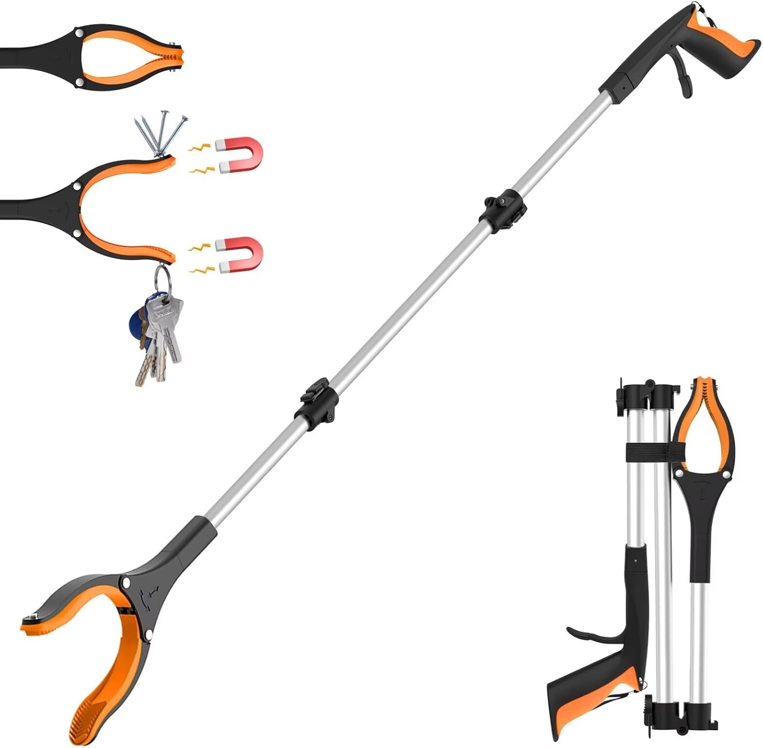 Litter Pickers Extended Reach 110cm/43" Grabber Stick - Foldable Litter Picker G...