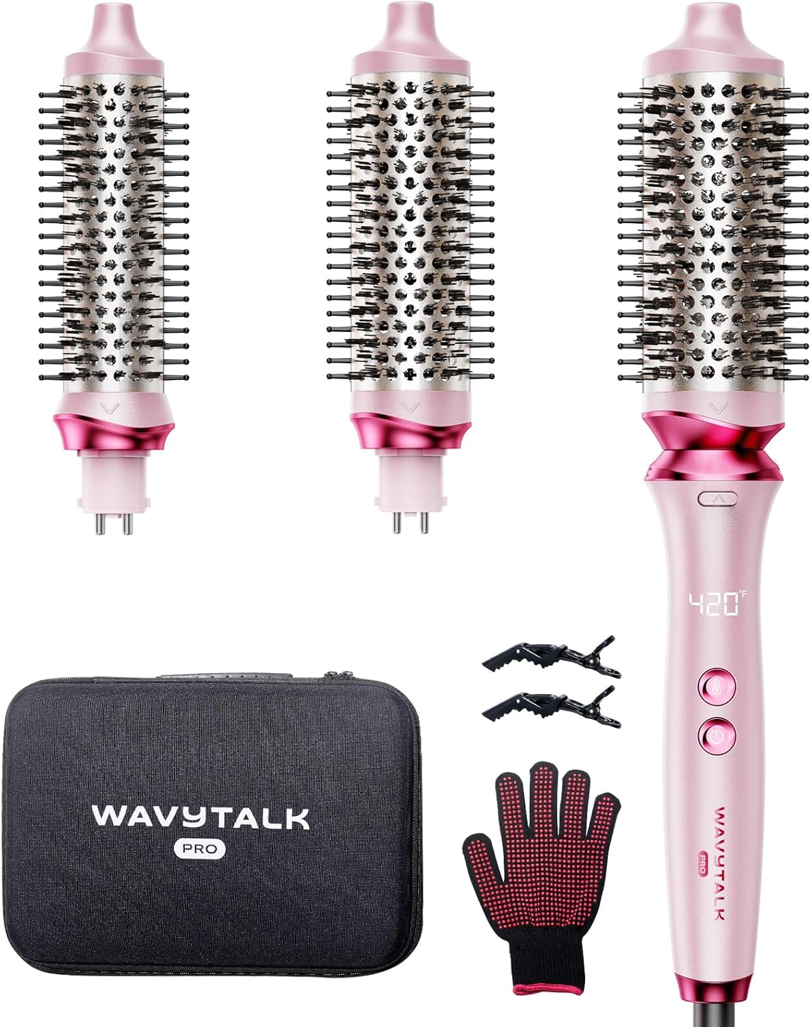Wavytalk Pro Thermal Brush Set, Negative Ion Thermal Round Brush, Dual Voltage H...