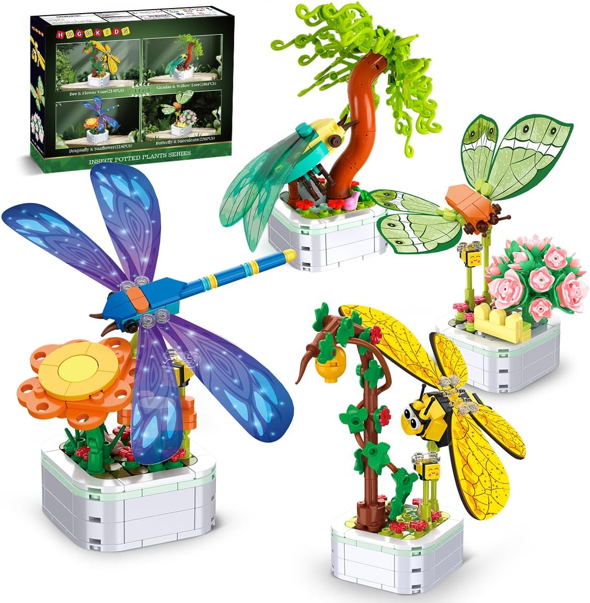 HOGOKIDS Insect Collection Building Set - 4 Packs Bug Building Toys, 830PCS Butt...