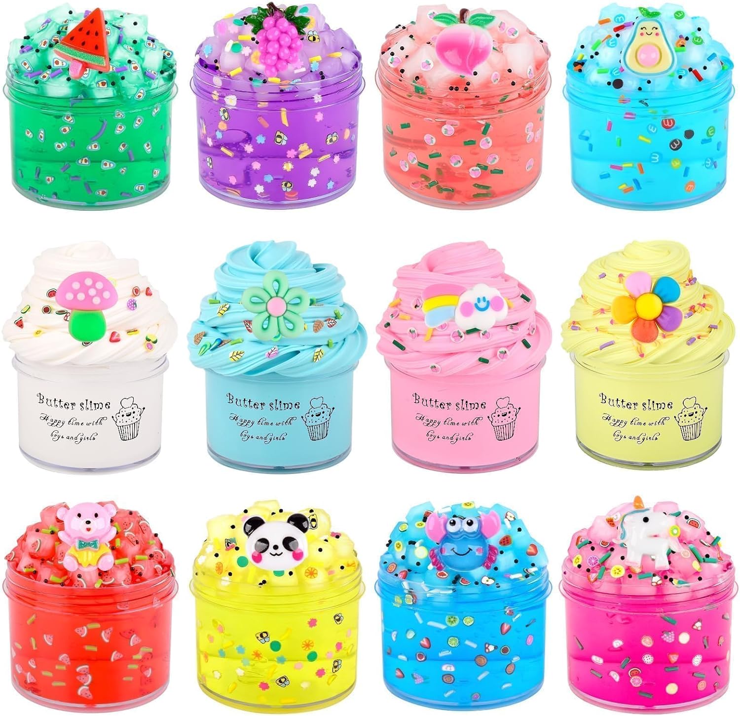 12 Pack Slime kit with 8 Clear Slime & 4 Fluffy Butter Slime, Easter Peach Slime...