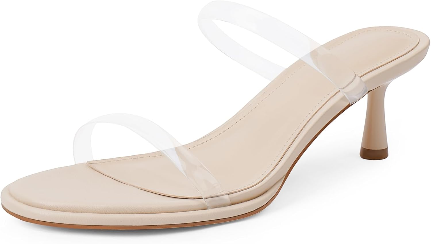 Modatope Two Strap Heeled Sandals for Women Kitten Heel Rounded Toe Heels Women...