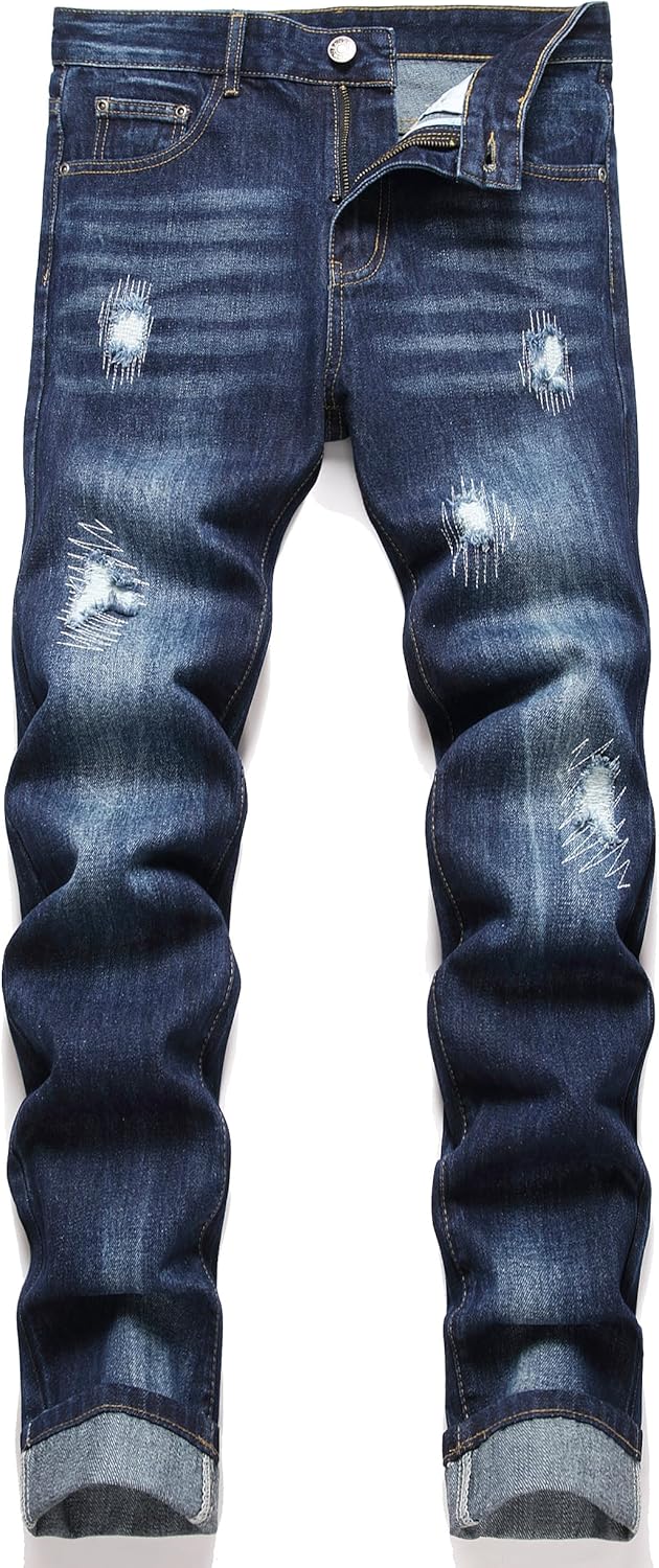 RXXKKK Men's Regular Slim Fit Jeans 38 718 Blue