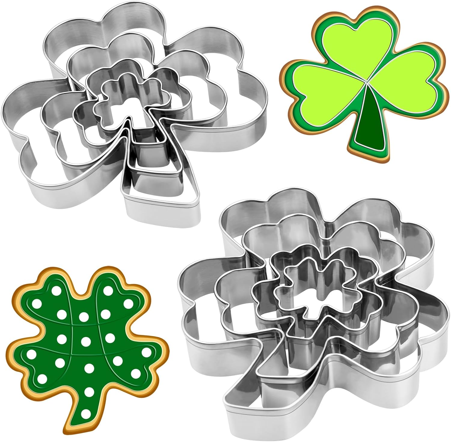 YXCLIFE 8PCS St. Patrick's Day Cookie Cutters Set - Shamrock & Four Leaf Clover...