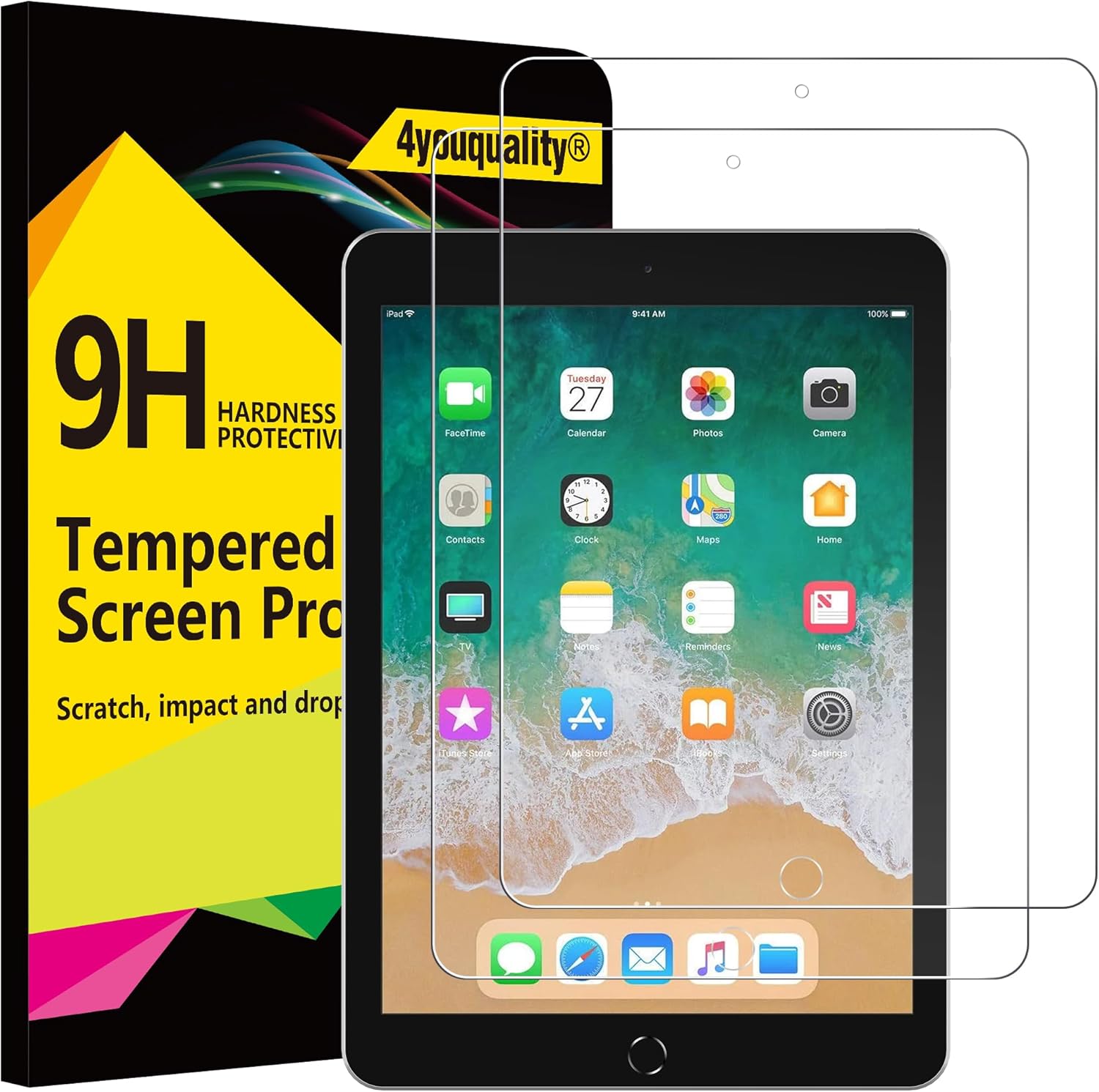 4youquality [2-Pack Screen Protector for iPad 9.7-Inch (6th/5th Generation, 2018...