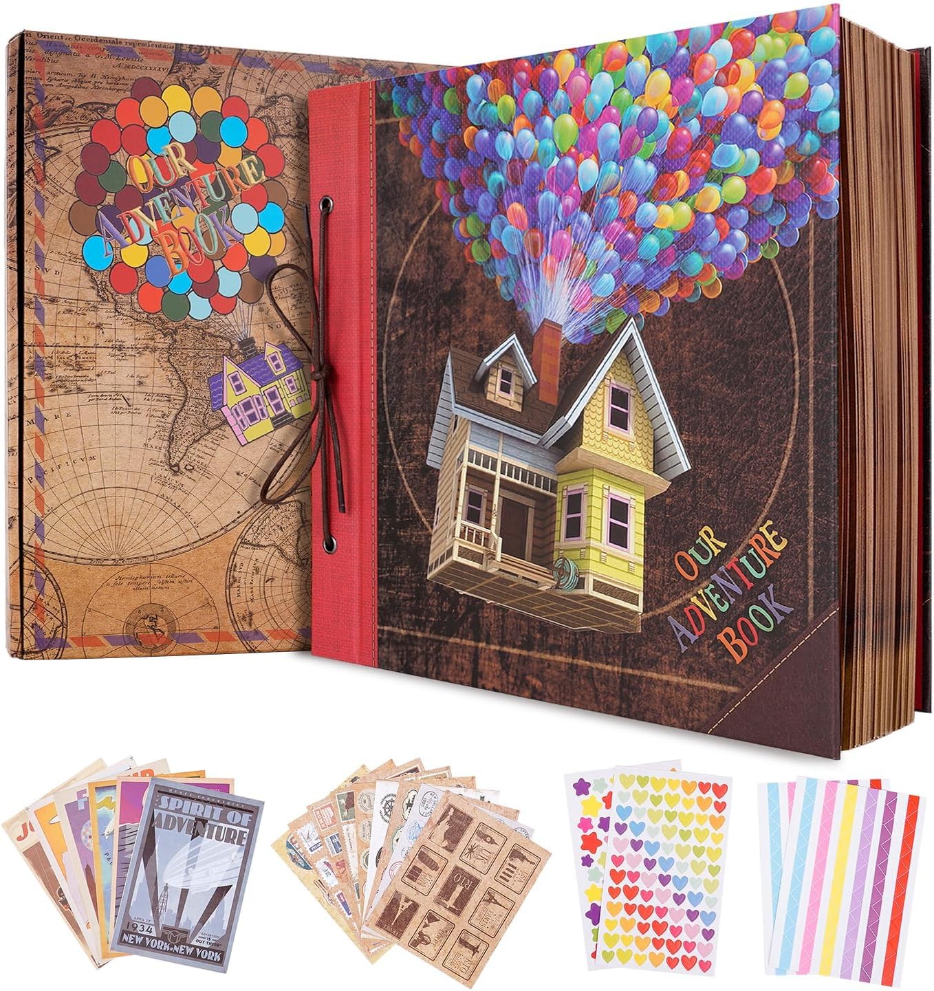 Our Adventure Book Scrapbook Photo Album, Guest Book with 60 Pages Embossed Word...