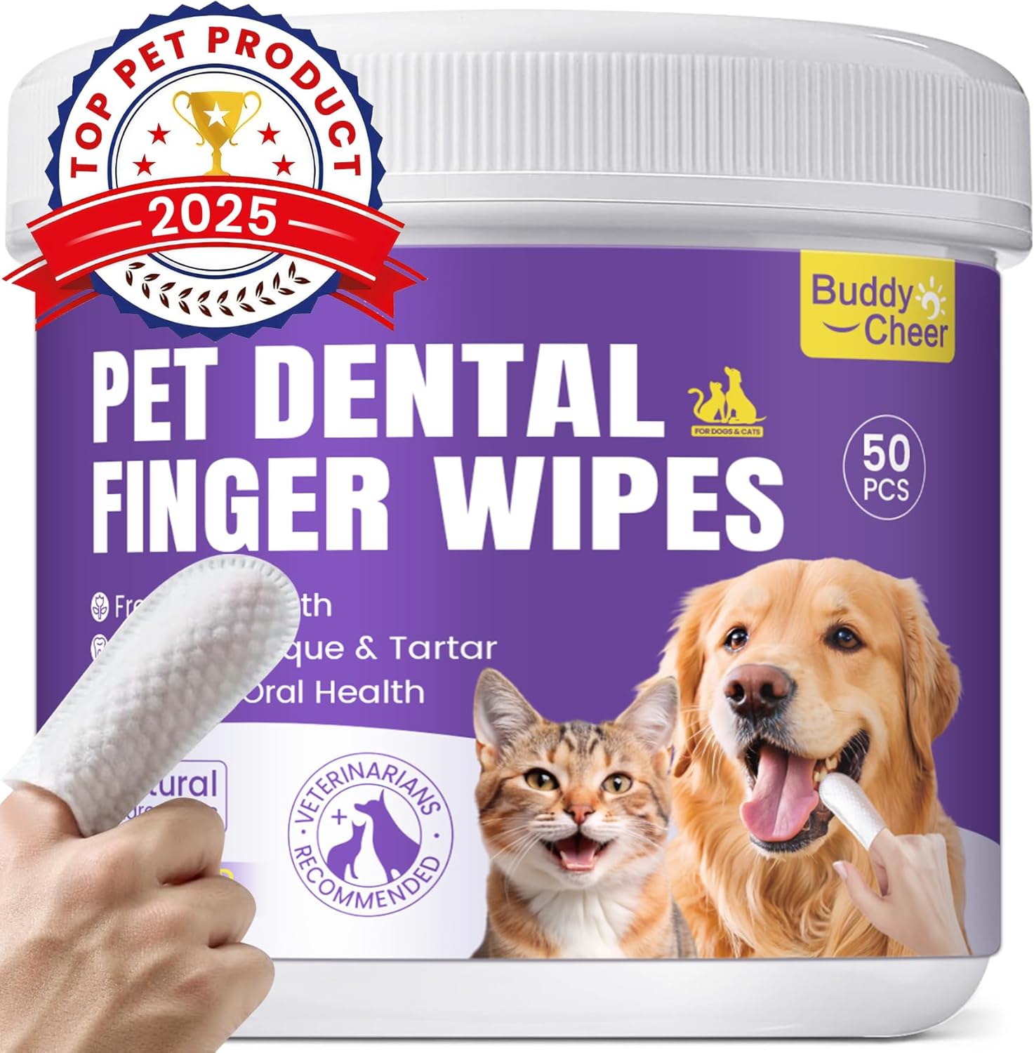 No-Rinse Dog Dental Care Wipes, Cat & Dog tooth br...