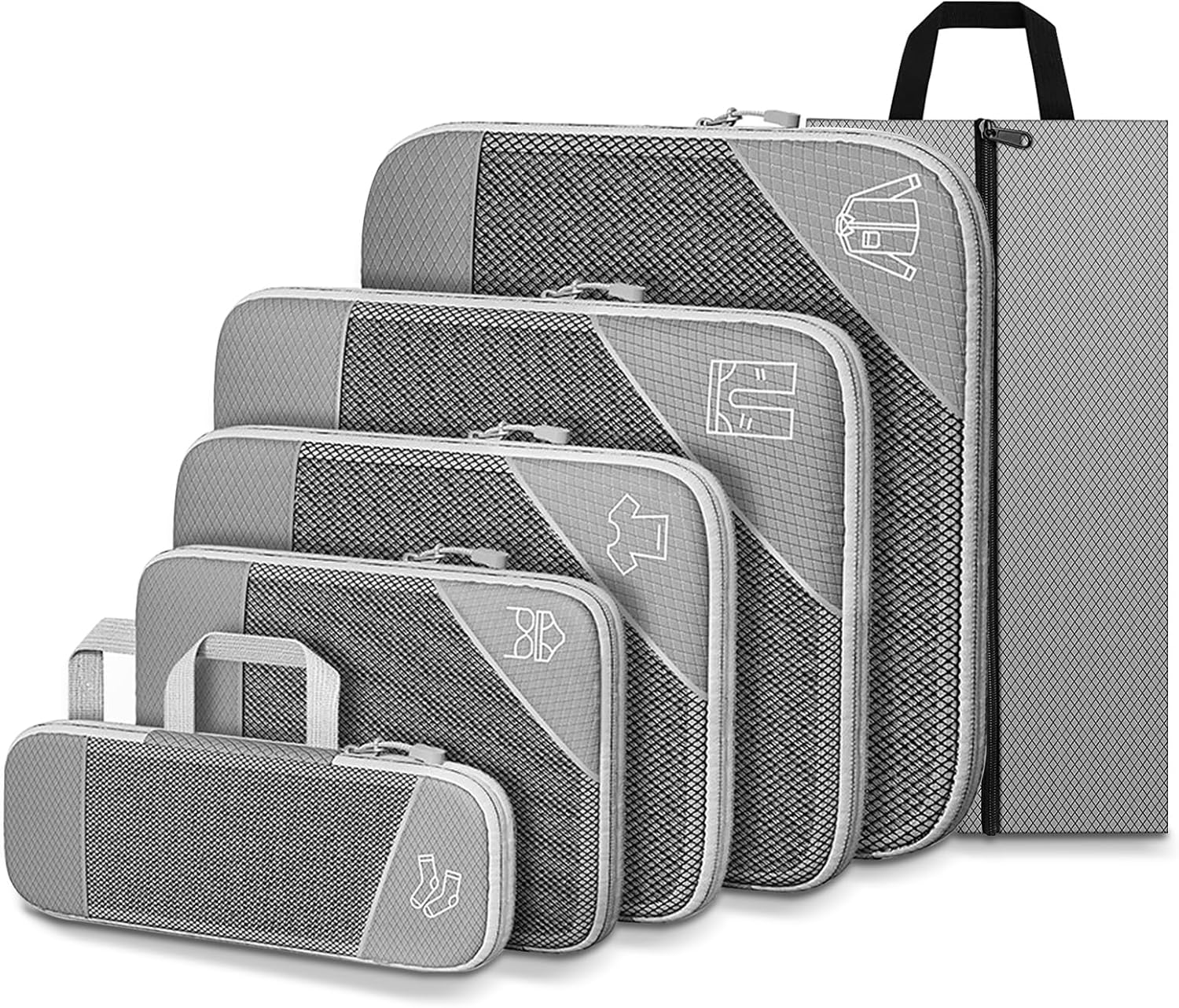 Teenza Compression Packing Cubes - 6 PCS Travel & Home Storage Organiser Bags Se...