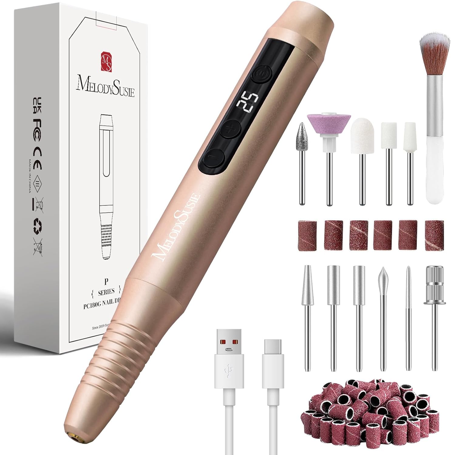 MelodySusie Cordless Nail File,PC180G Electric Nai...
