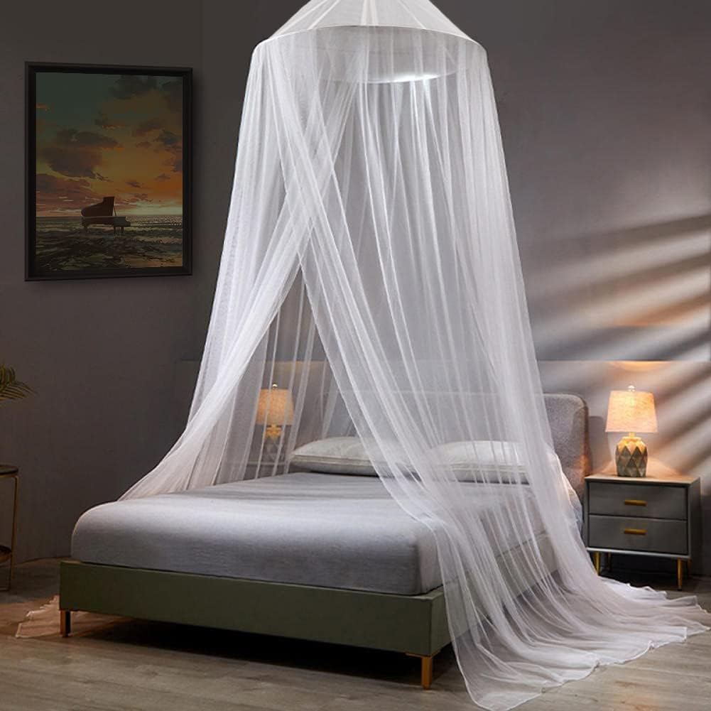 VISATOR Mosquito Net Bed Canopy for Girls,King Canopy Bed Curtains Queen Size fr...
